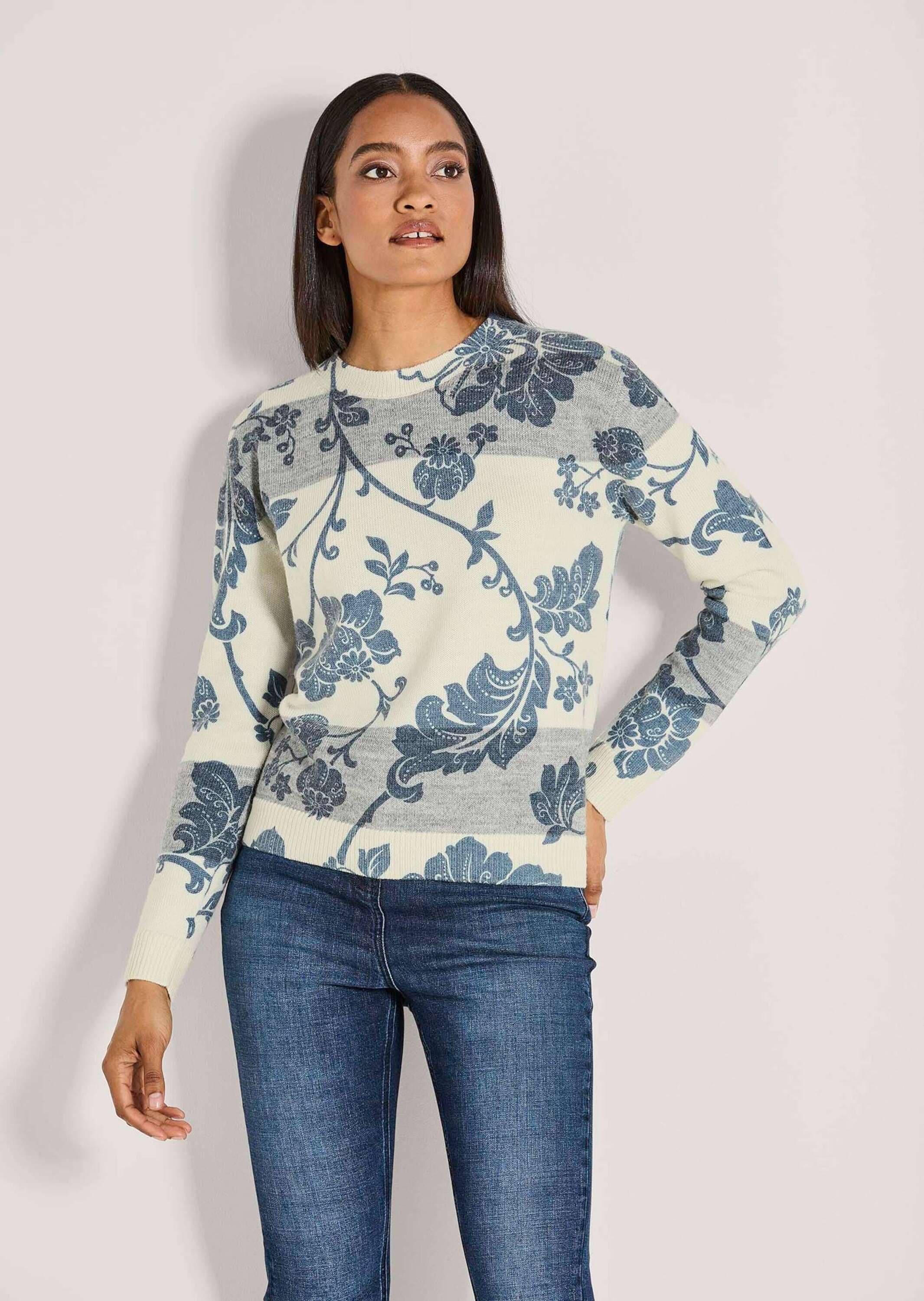 MADELEINE Longpullover »Strickpullover Rundhals-Pullover im Muster-Mix«