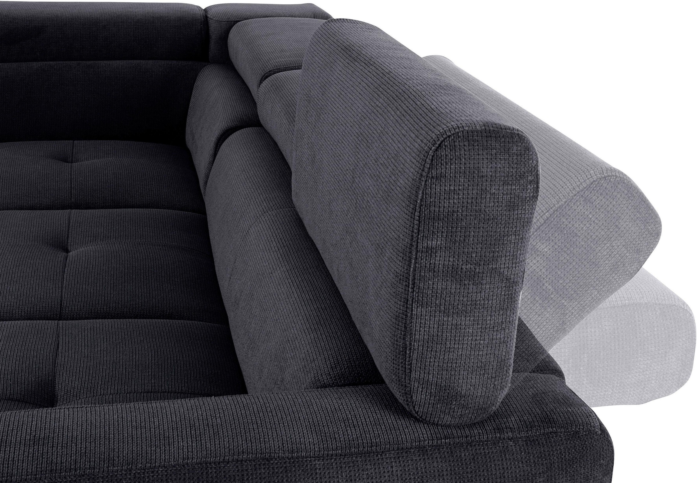 COTTA Polstergarnitur »Sammy L-Form«, (Set), Set bestehend aus: Ecksofa mit Kopfteilverstellung & Hocker