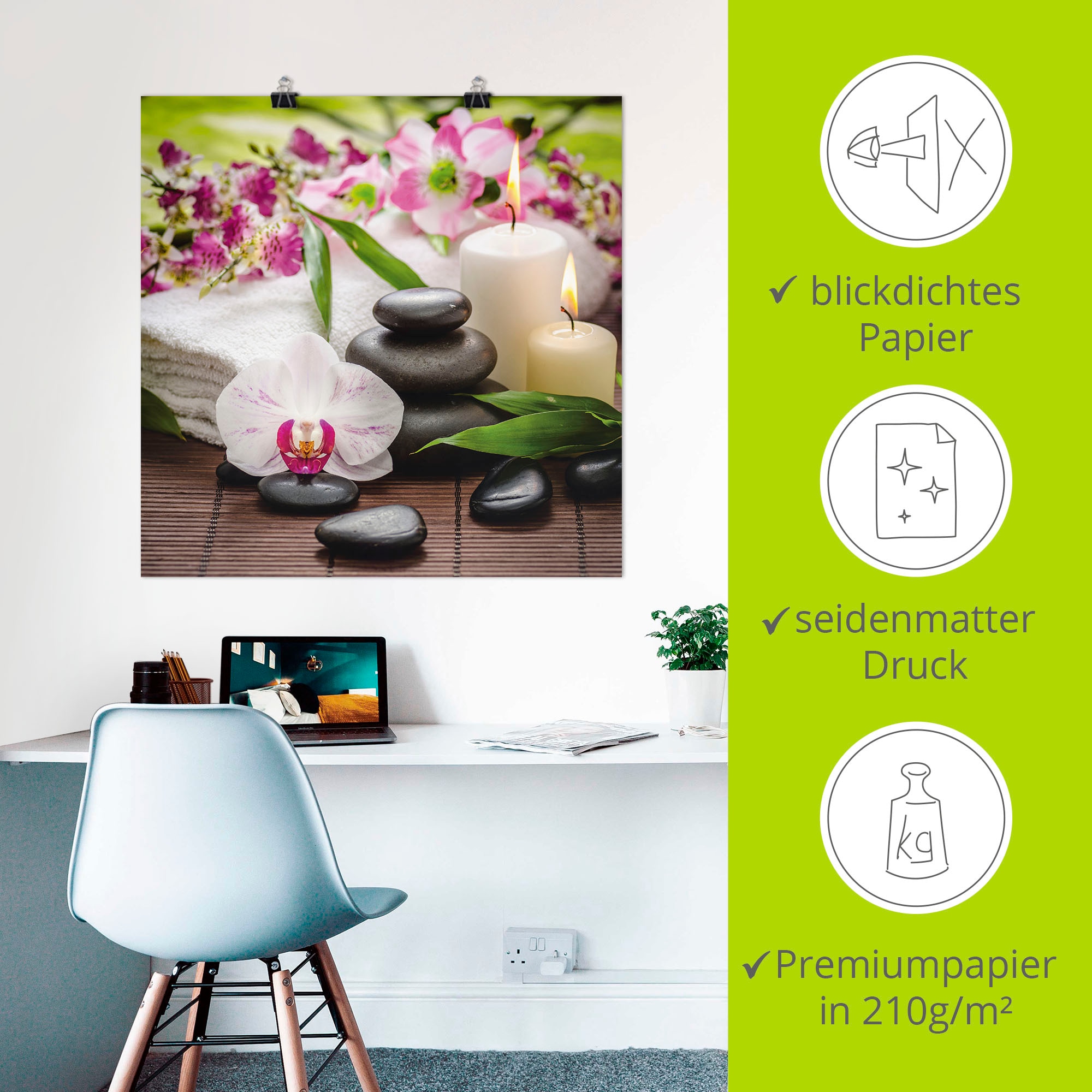 Artland Wandbild »Spa Orchideen Bambus Kerze« Zen Bilder 1 Stk. tlg. als Alubild, Outdoorbild, Leinwandbild, Poster, Wandaufkleber