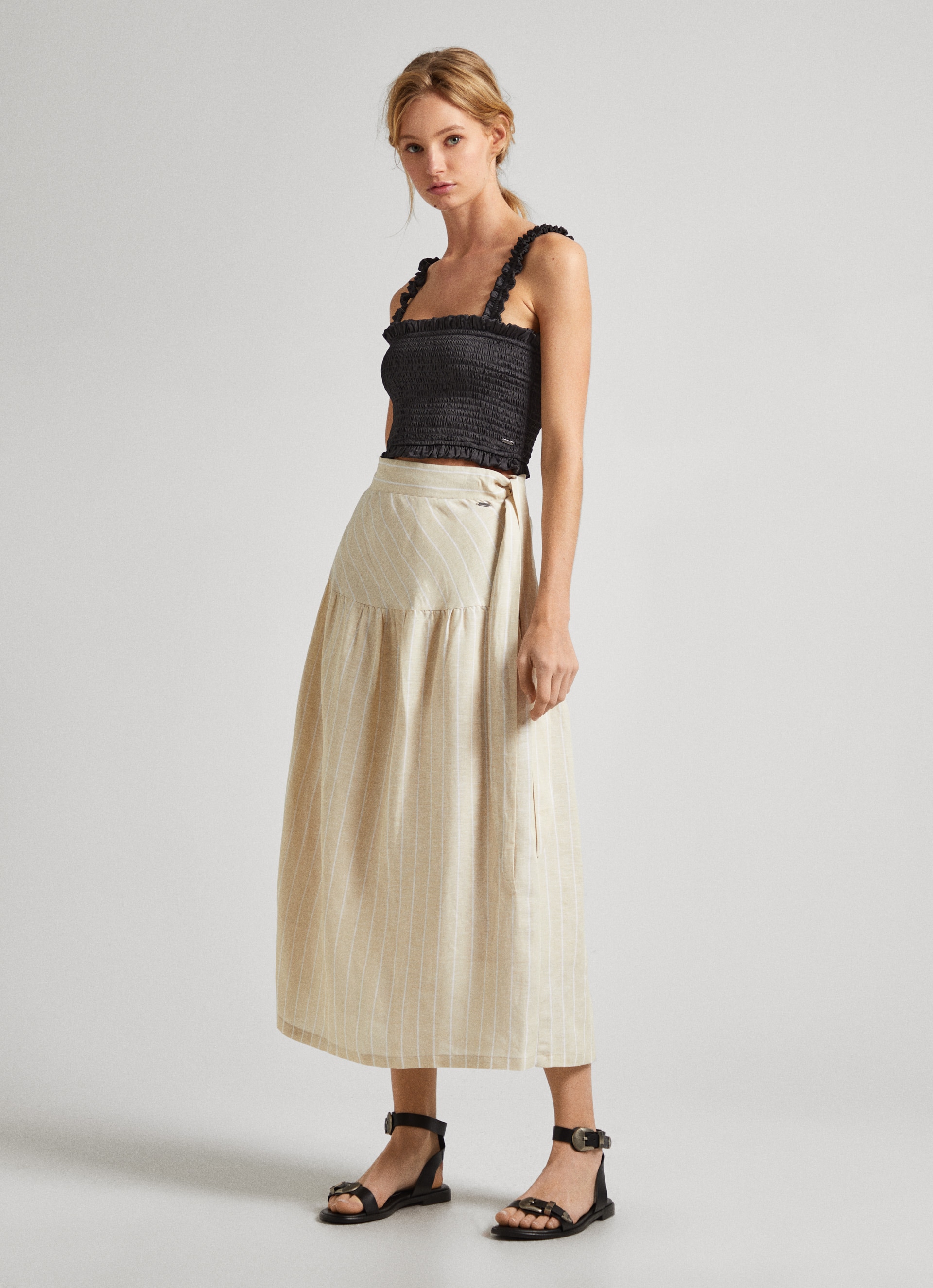 Pepe Jeans Midirock »EFFIE«, aus sommerlichem Leinenmix