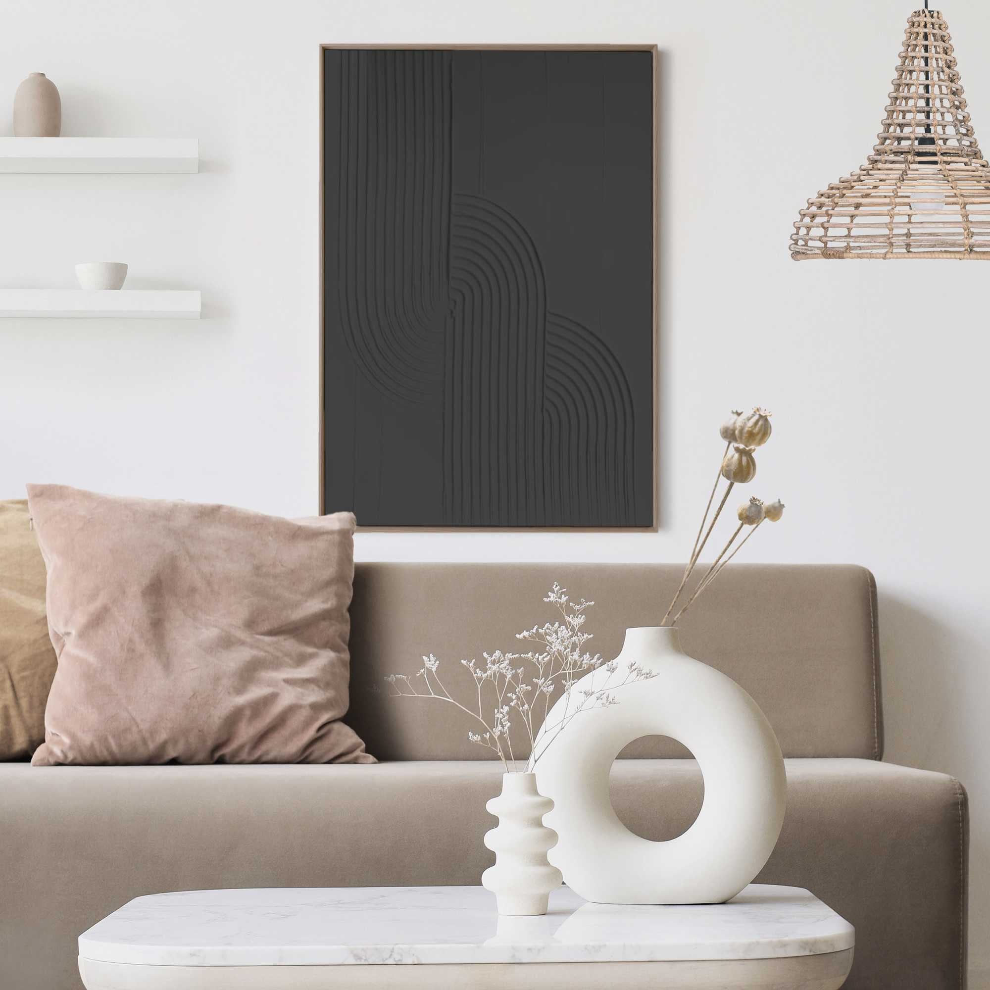 Reinders! Wandbild »Knot - charcoal«, Wohnzimmer - Schwarz - MDF - Abstrakt - 50x70 cm