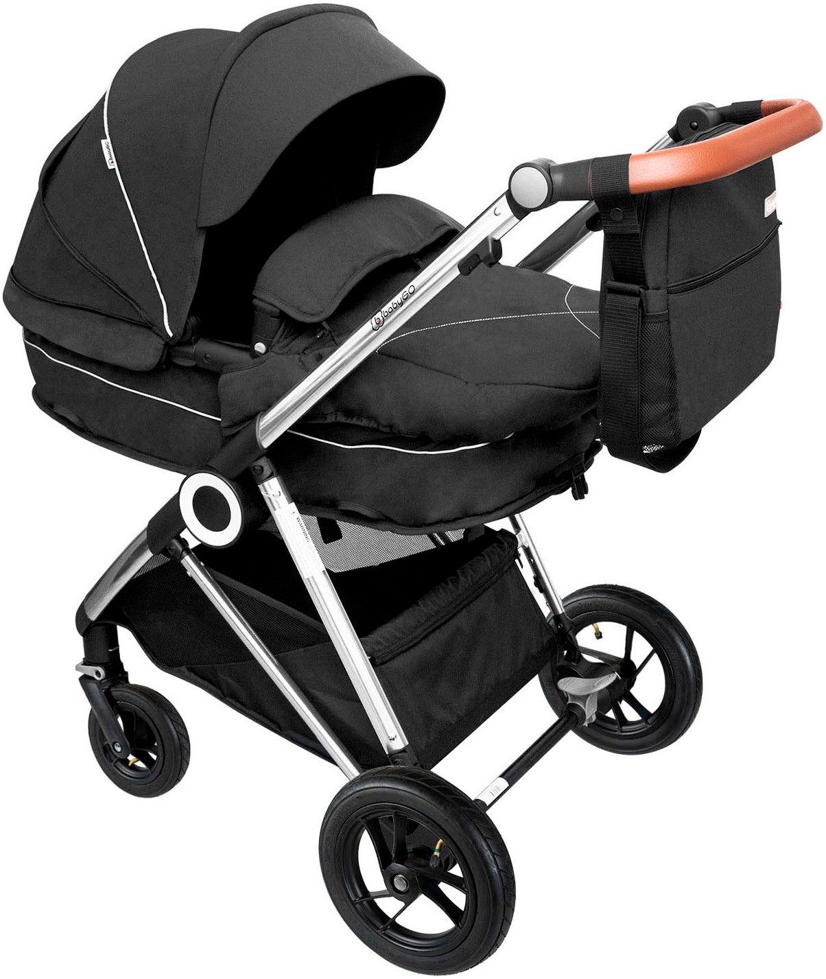 BabyGo Kombi-Kinderwagen »Halime AIR 3in1«, mit Luftreifen, inkl. Babywanne, Babyschale, Regenhaube & Wickeltasche