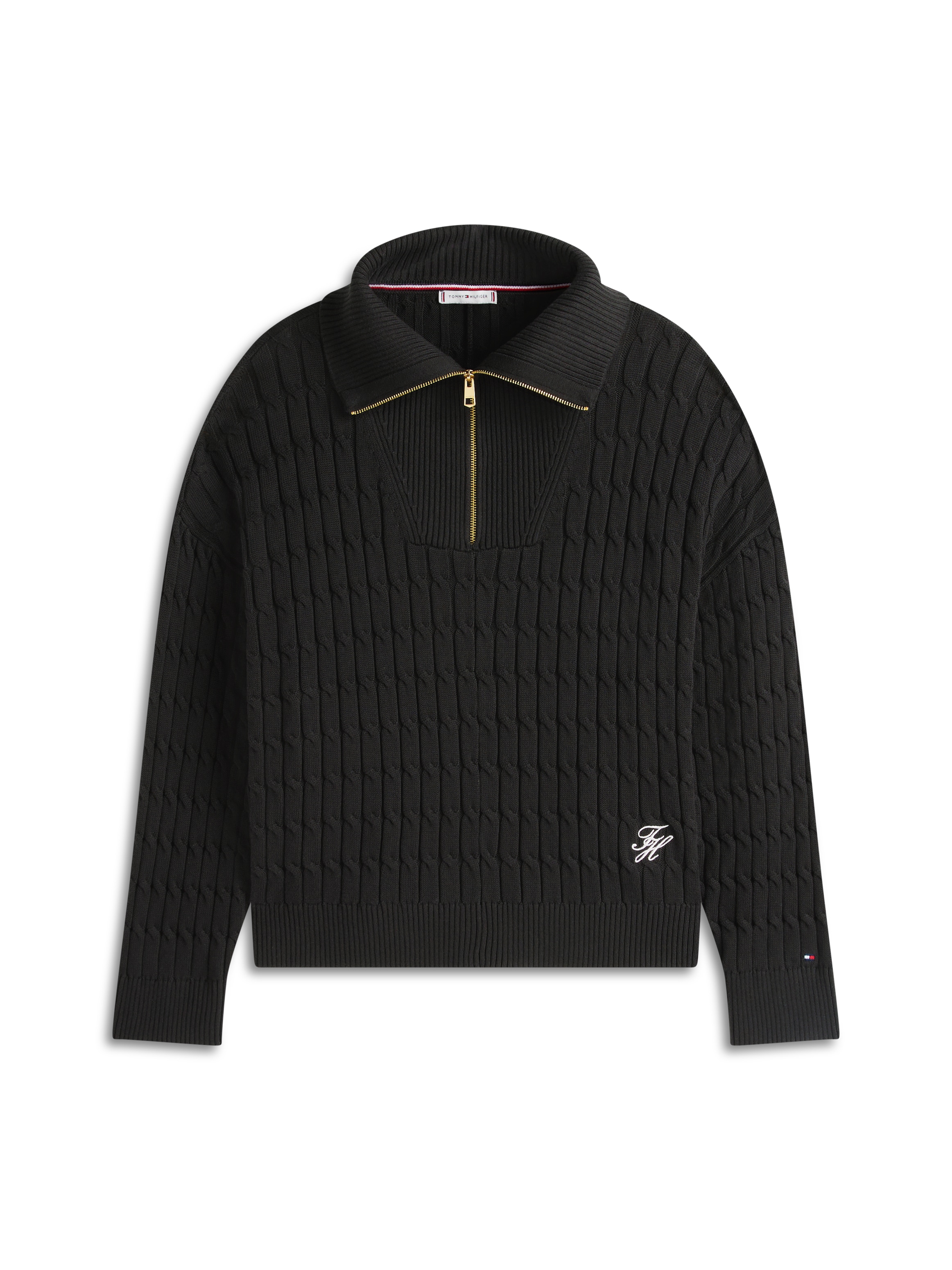 Tommy Hilfiger Curve Troyer »CRV CO CABLE MID GG 1/2 ZIP SWT« in großen Größen, mit Zopfmuster