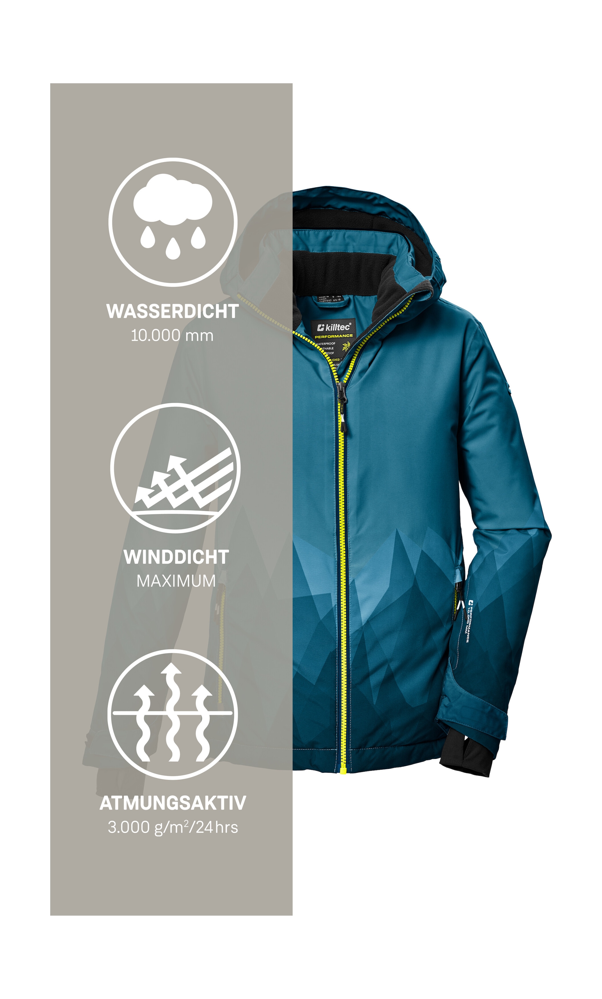 Killtec Skijacke »KSW 383 BYS SKI JCKT« Wasser- und winddichte Skijacke mit verstellbarer Kapuze