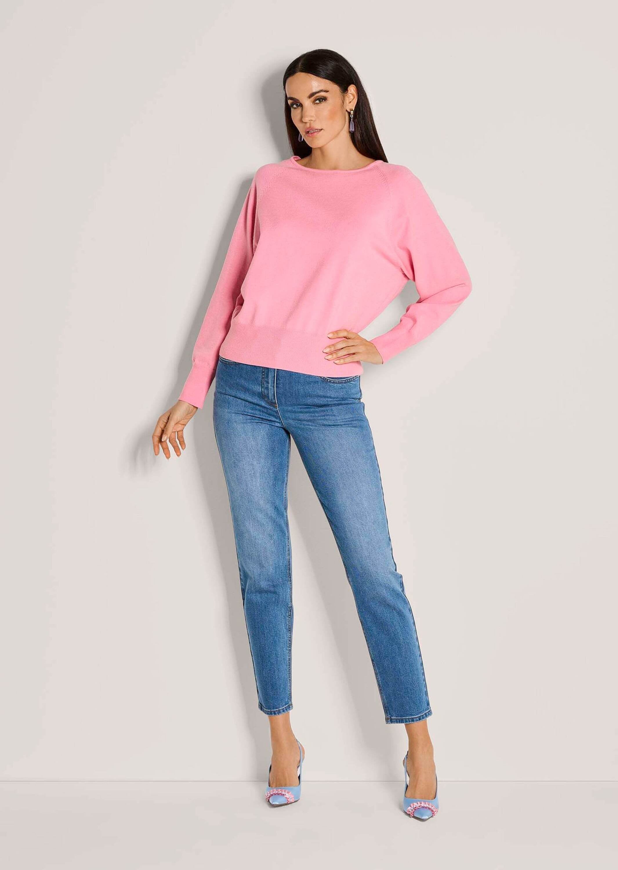 MADELEINE Longpullover »Pullover Basic Strickpullover mit Fledermausärmeln«