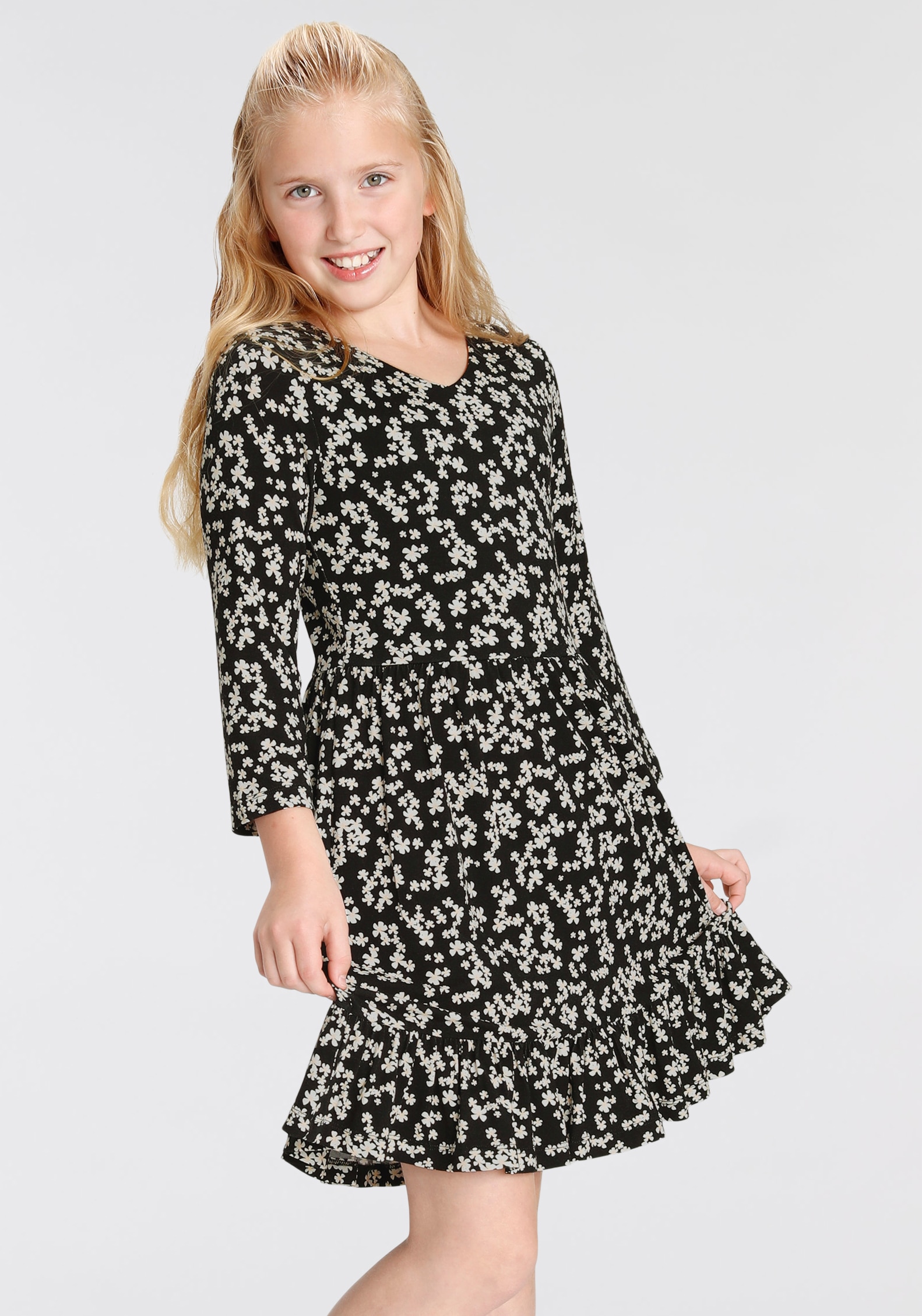 KIDSWORLD Jerseykleid, bei Blumen OTTO kaufen bedruckt mit