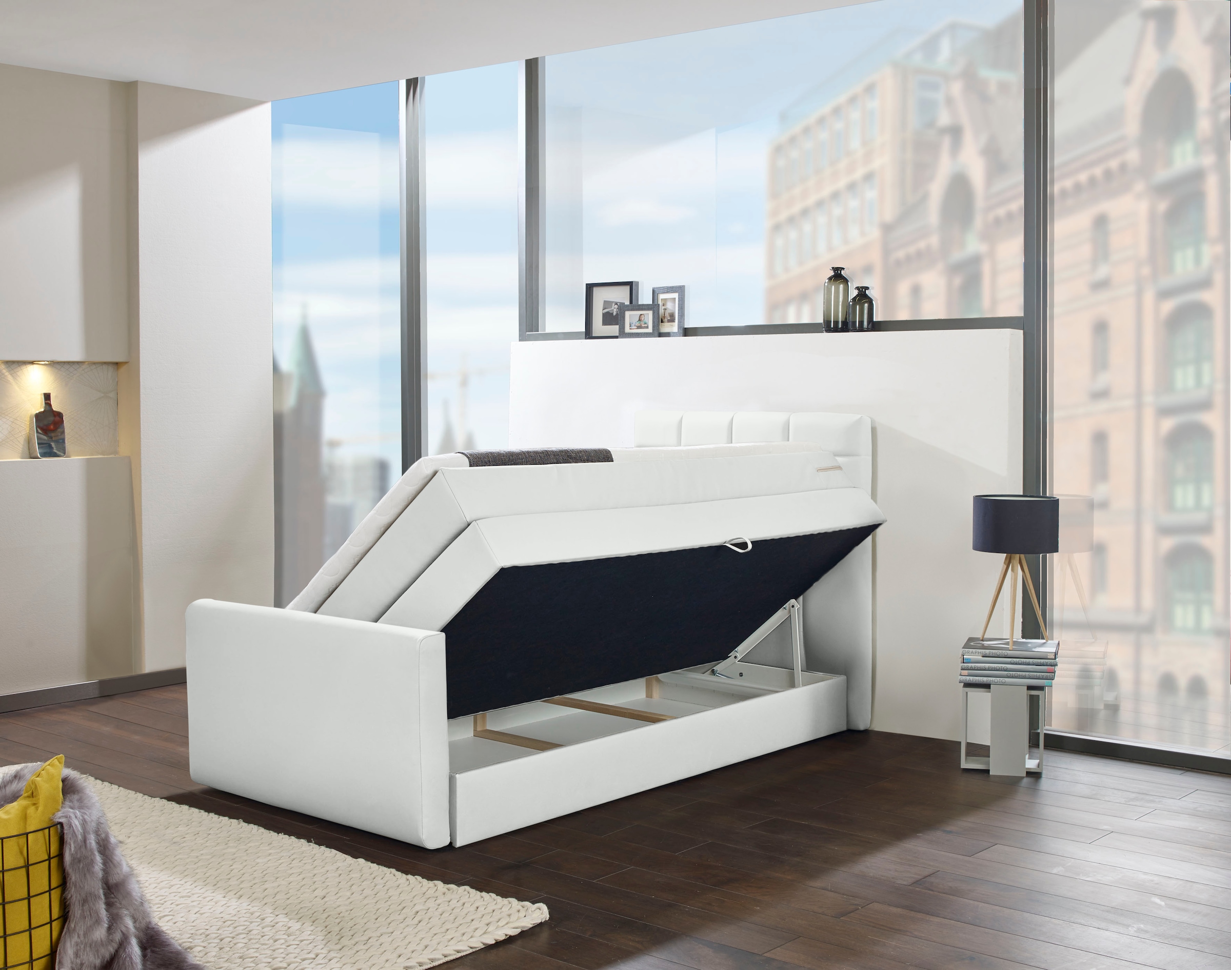 INOSIGN Boxspringbett »Lethbridge« inkl. Bettkasten und Topper, zwei Matratzenarten in H2