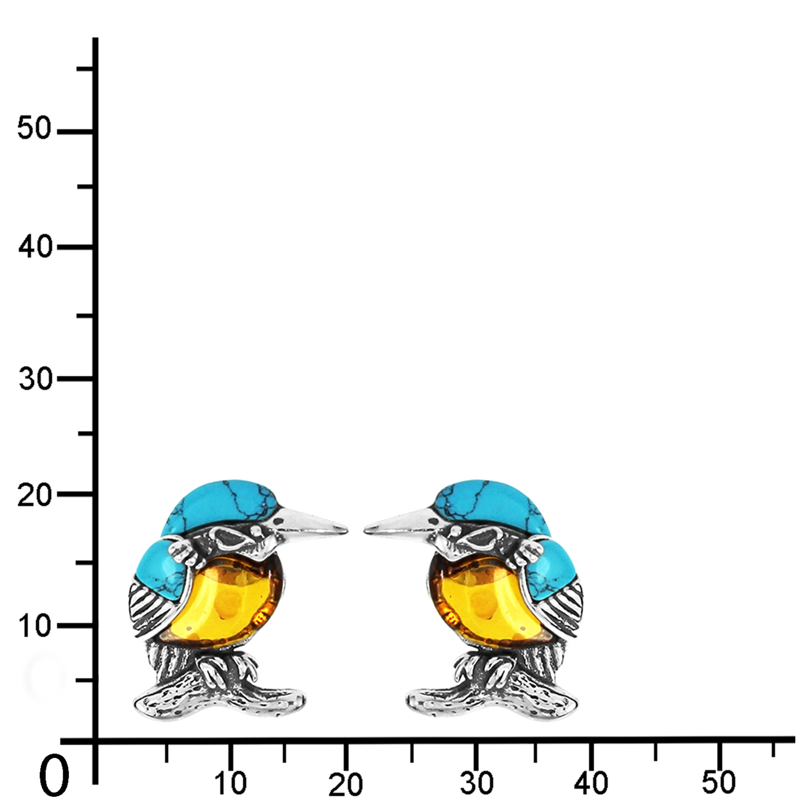 OSTSEE-SCHMUCK Paar Ohrstecker »- Vogel - Silber 925/000 - Bernstein/rek. Türkis«