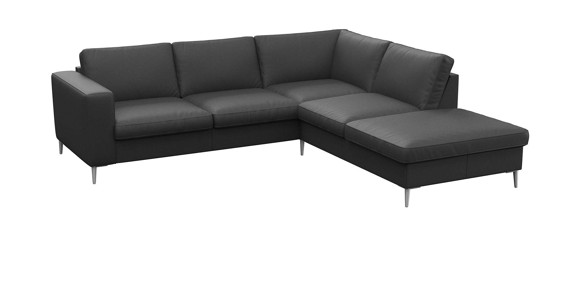 FLEXLUX Ecksofa »Fiore, L-Form«, breite Armlehnen, Füße alufarben, B/T 241/225 cm, Kaltschaum im Sitz