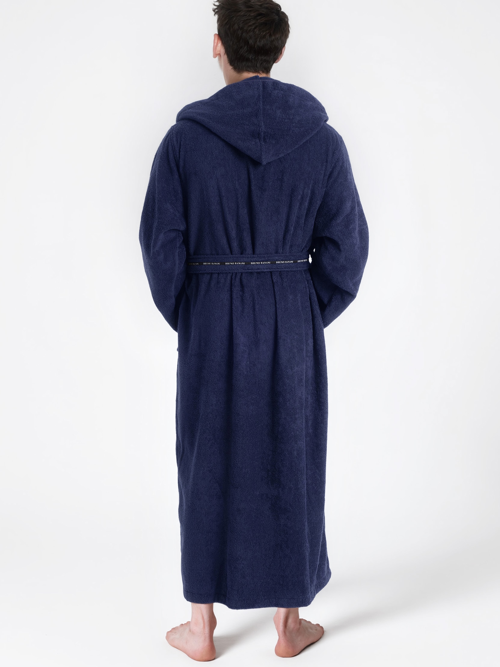 Bruno Banani Herrenbademantel »Danny, Normallänge & Überlänge, auch in extra lang, Hotelbademantel«, (1 St.), mit Logostreifen, Herren Bademantel aus 100% Baumwolle, S-4XL