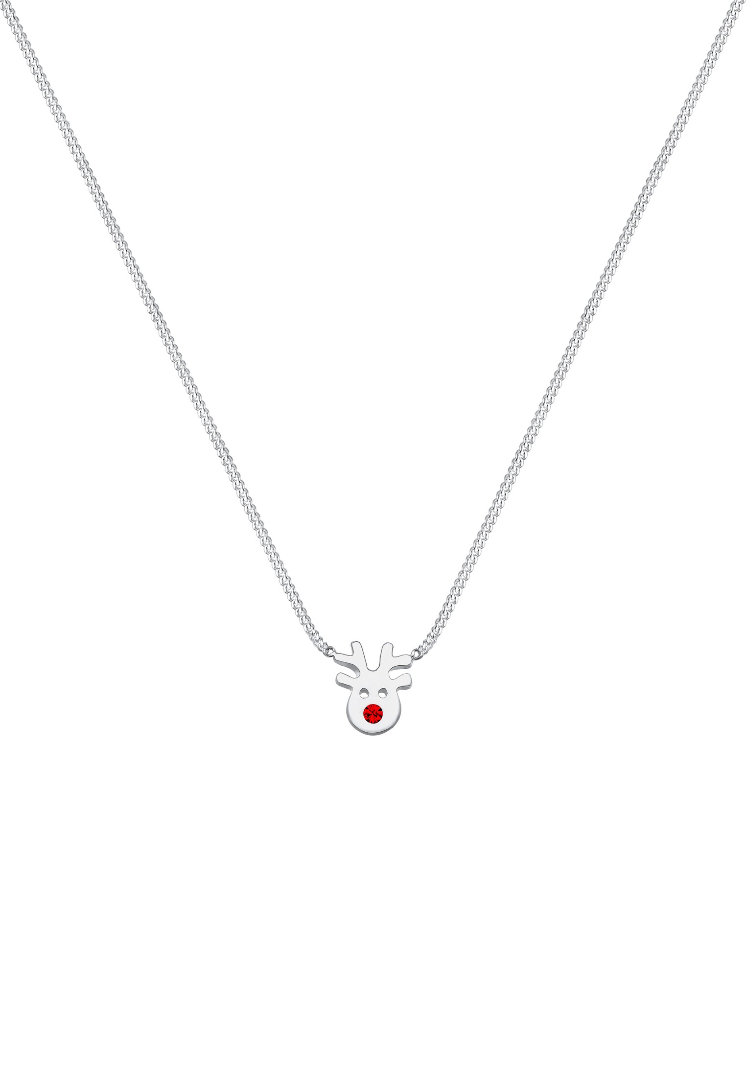 Elli Silberkette »Halskette Rnntier Hirsch Glas Kristalle Rot 925 Sterling Silber«