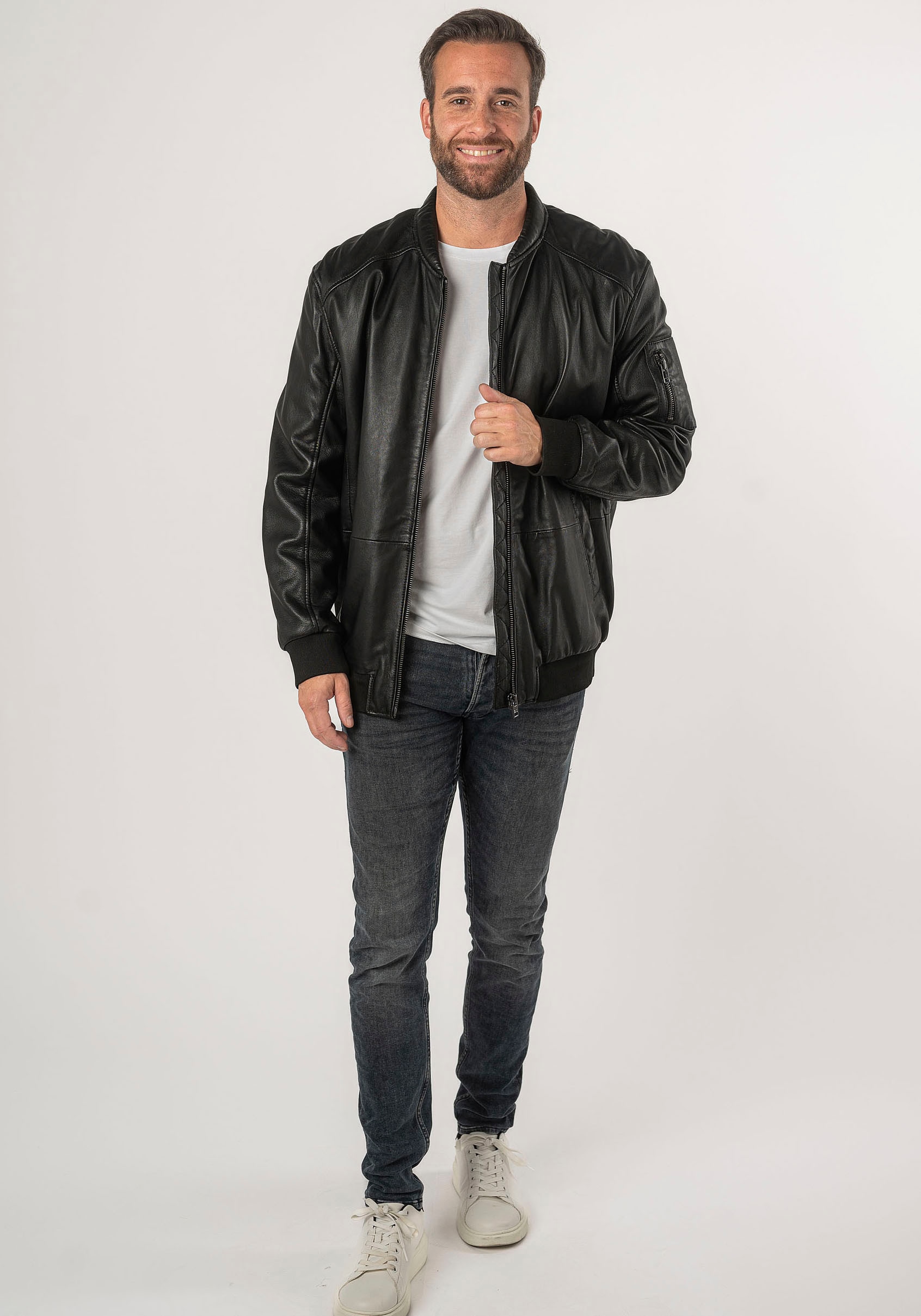 Mauritius Lederjacke »2Mkaira OS«, mit Reißverschluss, Strickbündchen, Ärmeltasche