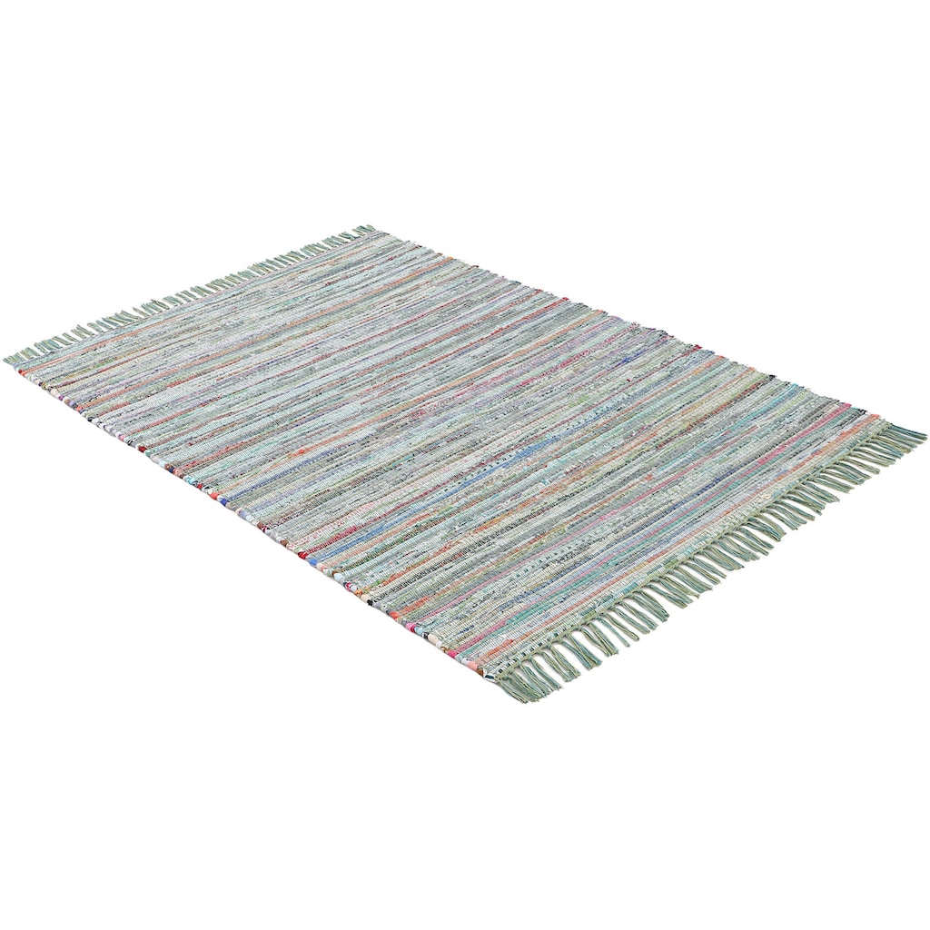 carpetfine Teppich »Kelim Chindi«, rechteckig, 6 mm Höhe, Flachgewebe Wendeteppich mit Fransen, Wohnzimmer