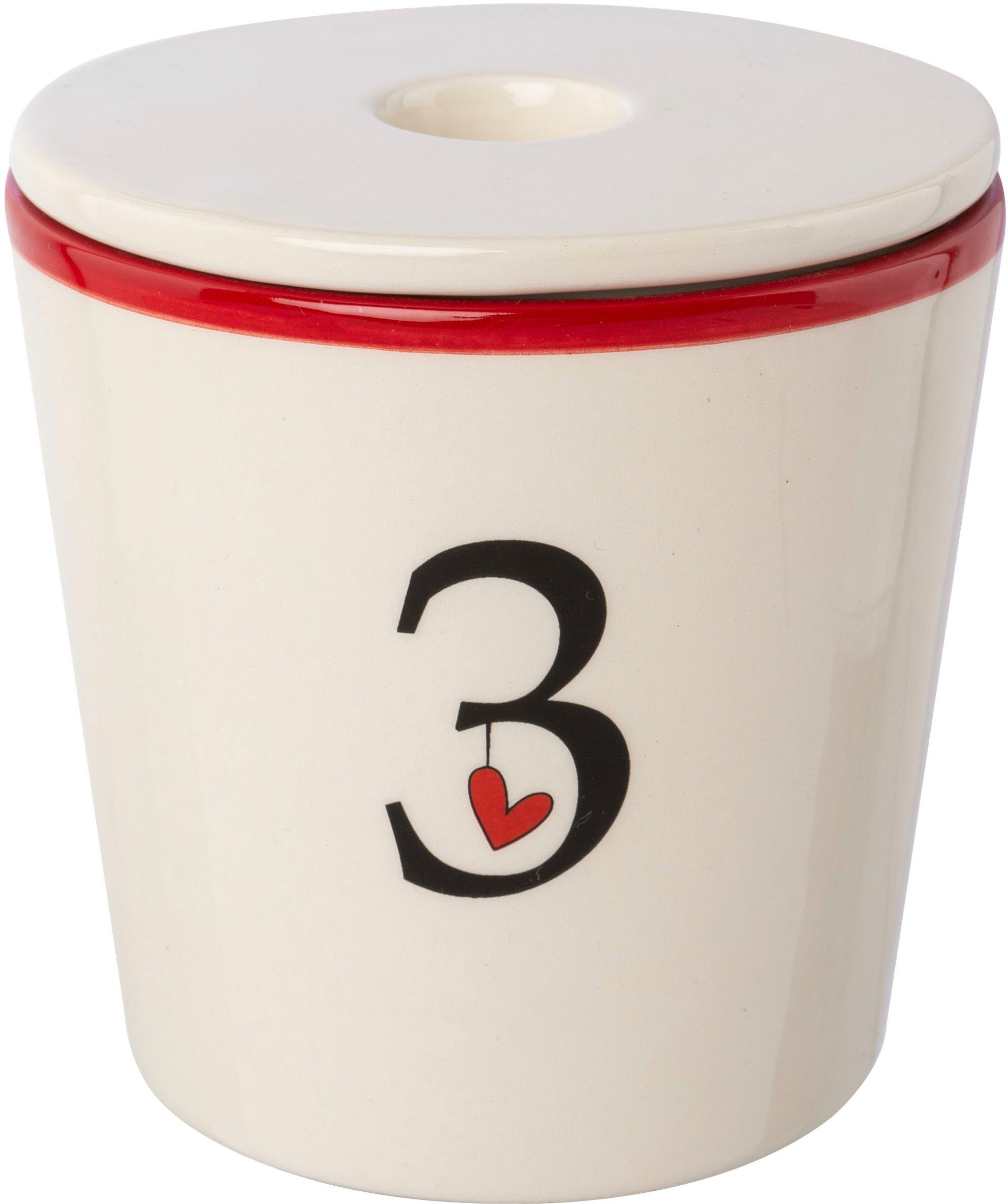 Creativ deco Kerzenhalter »Stabkerzenhalter für die Adventszeit, Weihnachtsdeko«, (Set, 4 St.), Becher aus Keramik mit Cover 1 bis 4, Höhe ca. 10 cm, Adventsleuchter