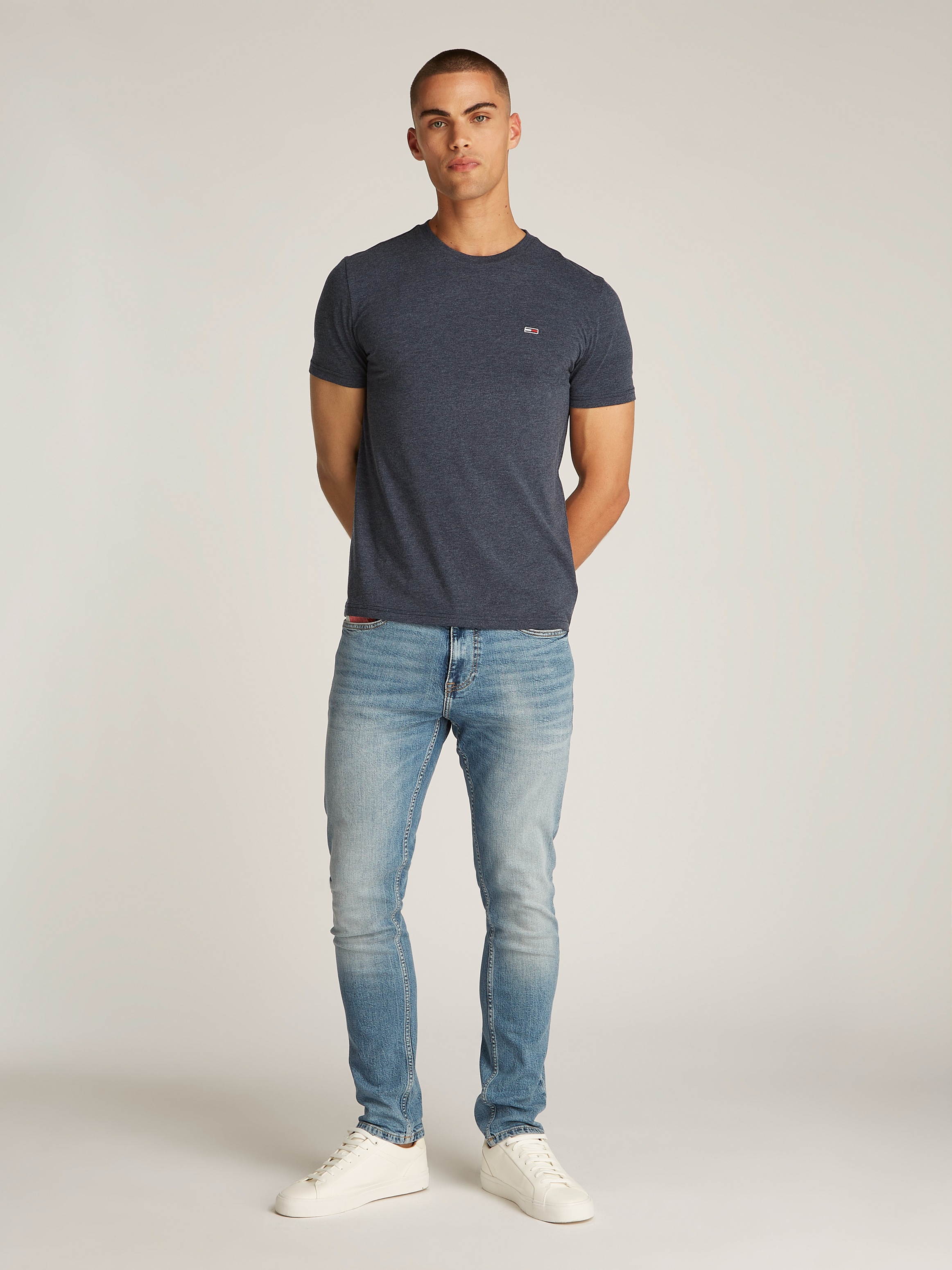 Tommy Jeans T-Shirt »TJM XSLIM JASPE HTR TEE EXT«, Mit Rundhalsausschnitt