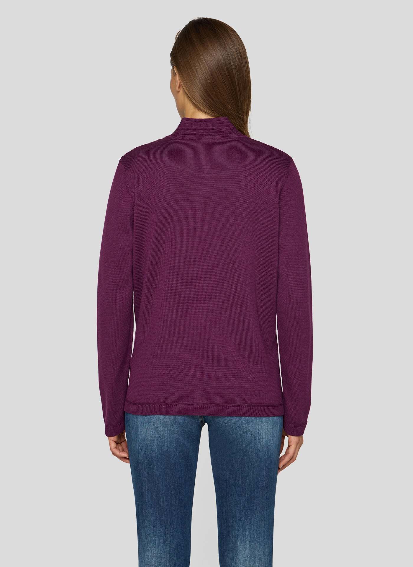 Rabe Strickjacke mit Reißverschluss und Stehkragen