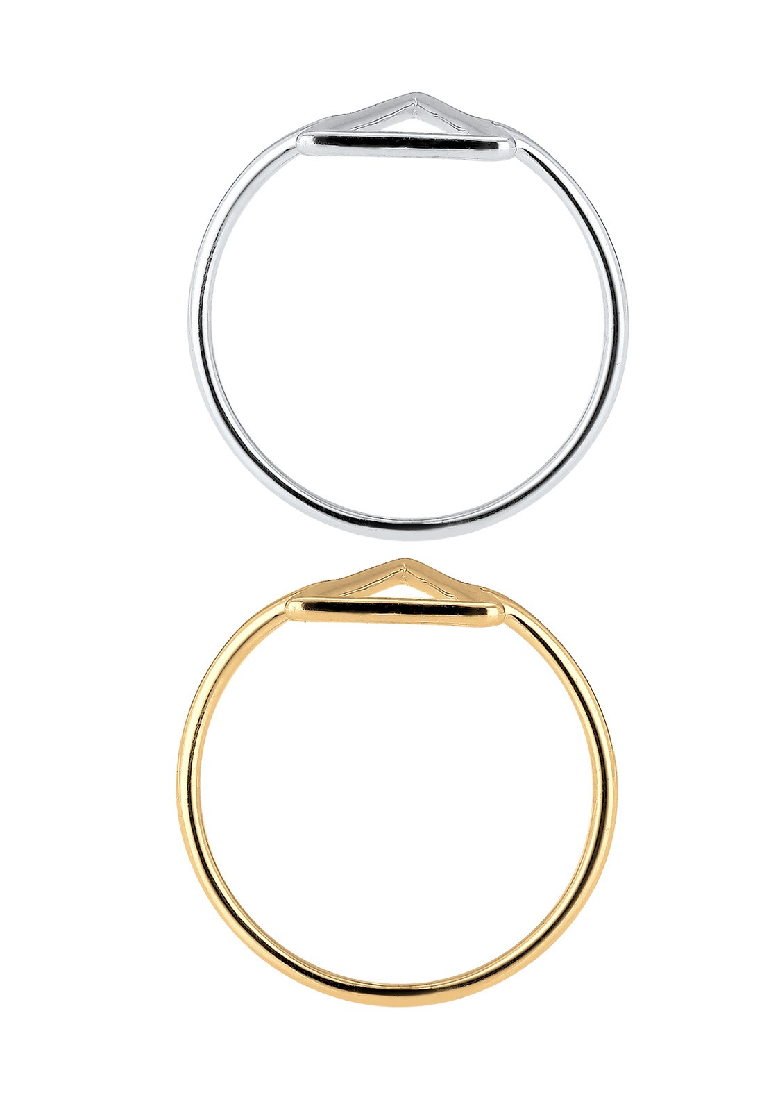 Elli Ring-Set »Ring Elli Ring Set Trend Dreieck Bi-Color 925 Silber vergoldet«
