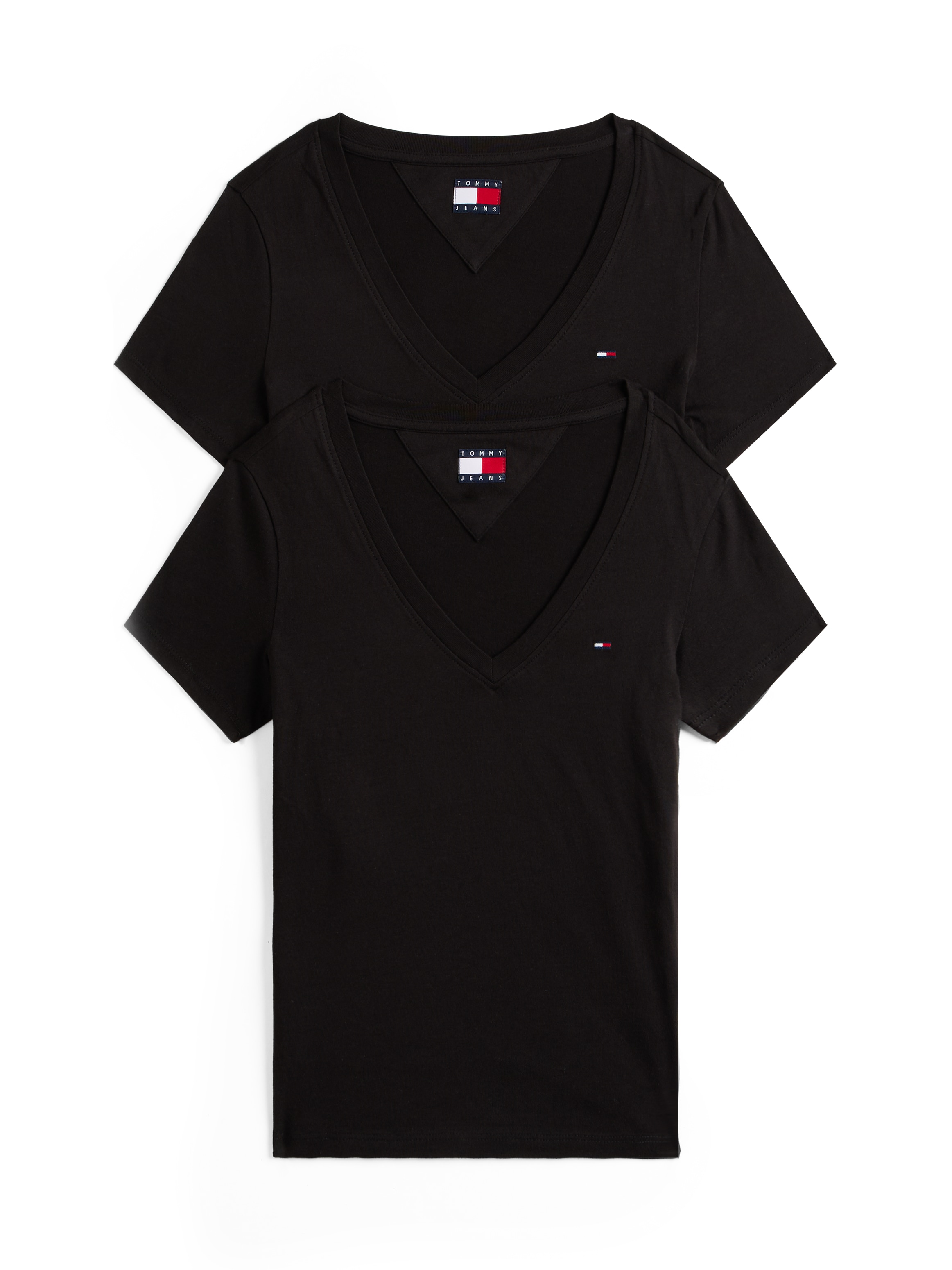 Tommy Jeans T-Shirt »TJW 2PACK V-NECK TEE« Packung, 2-er Pack, 2 Stk. mit Logostickerei