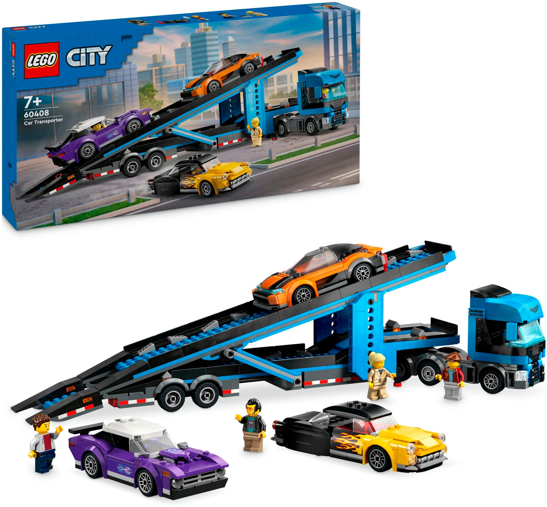 Konstruktionsspielsteine »Autotransporter mit Sportwagen (60408), LEGO City«, (998...