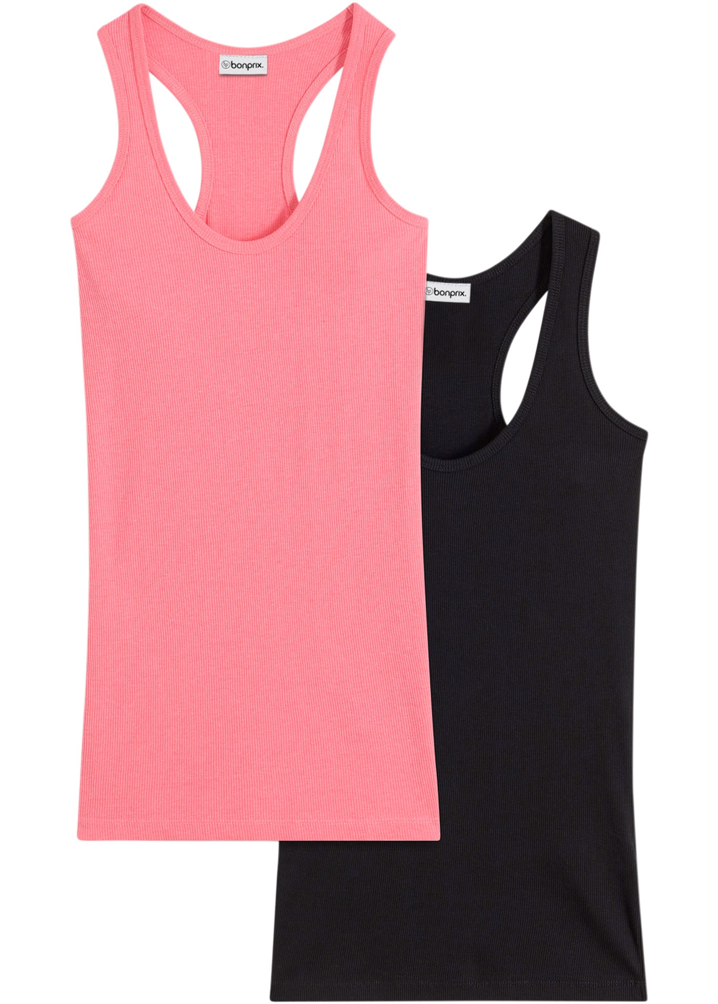 bonprix Tanktop Packung, 2 Ringerrücken, Ripp-Qualität