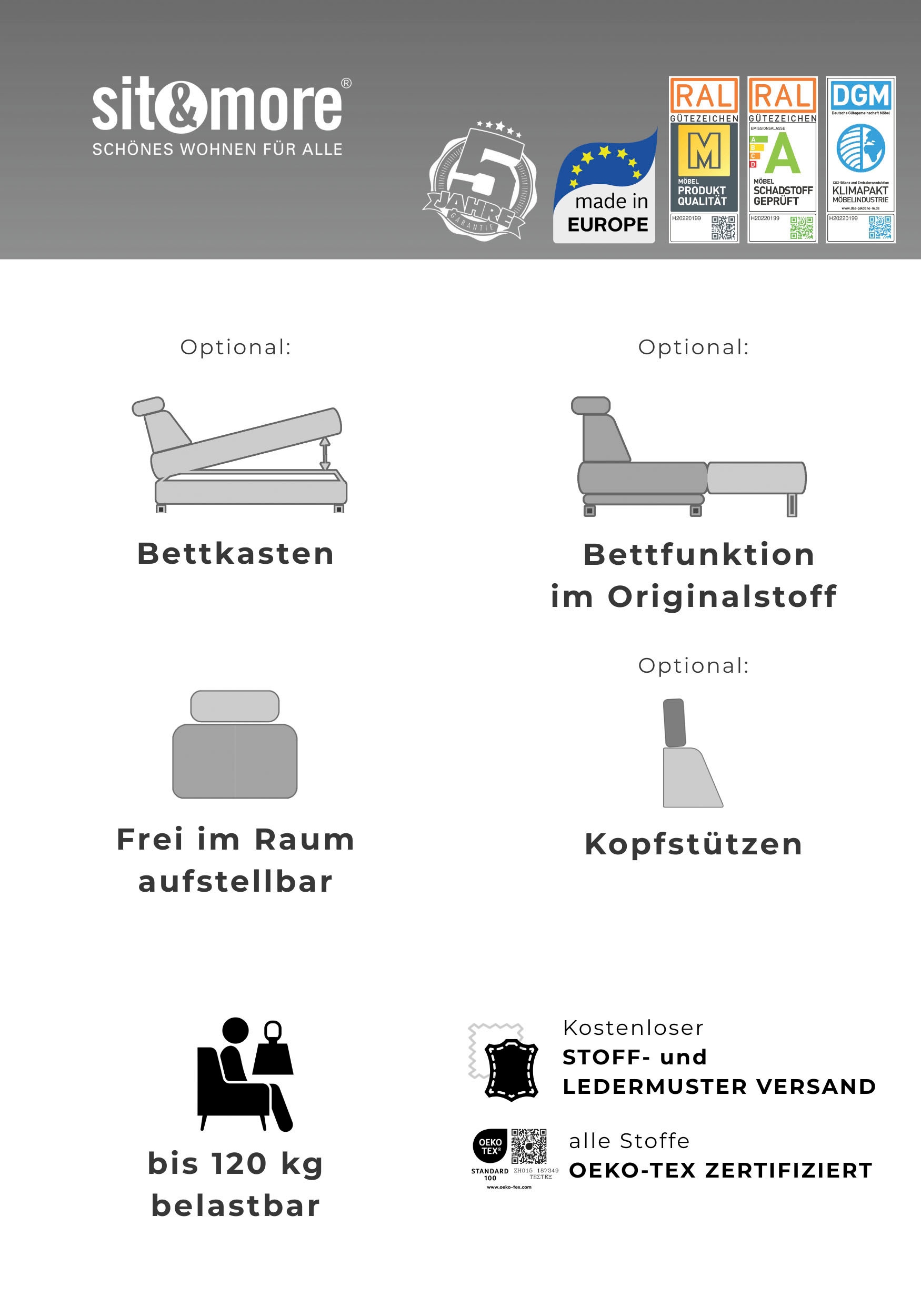 sit&more Ecksofa »Chelsea L-Form, B: 249 cm, Armteil- & Sitztiefenverstellung« Couch optional mit Schlaffunktion und Bettkasten, Sitzhöhe 45 cm