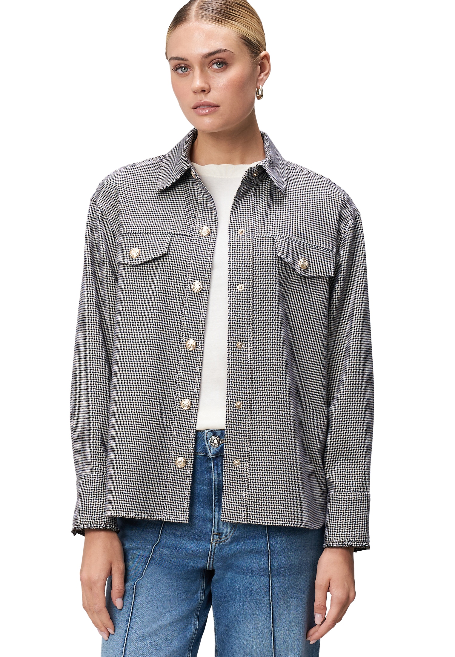 Zero Hemdbluse »Hemdbluse mit Hahnentrittmuster«