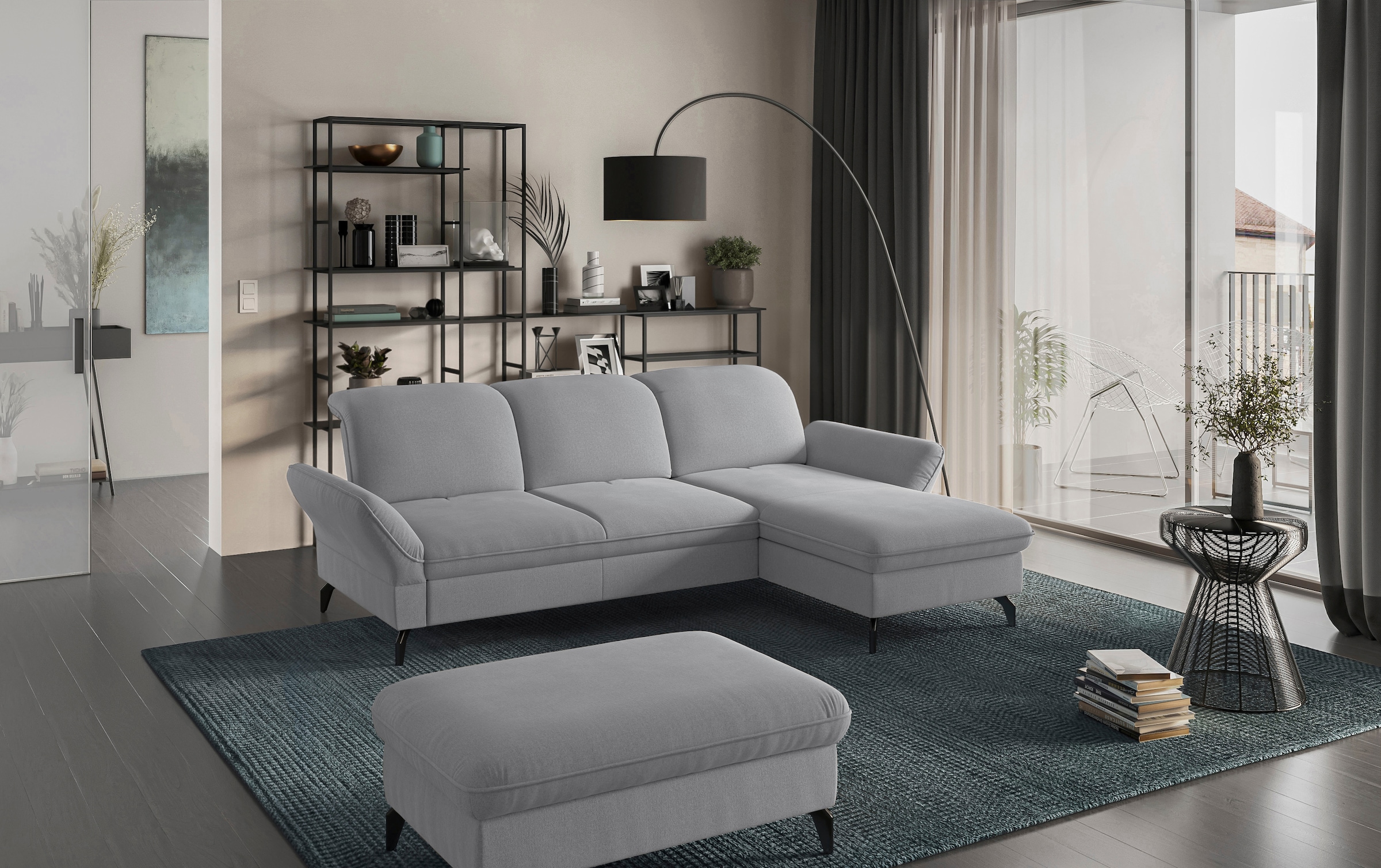 sit&more Polsterhocker »Leandro«, mit schwarzen Metallfüßen