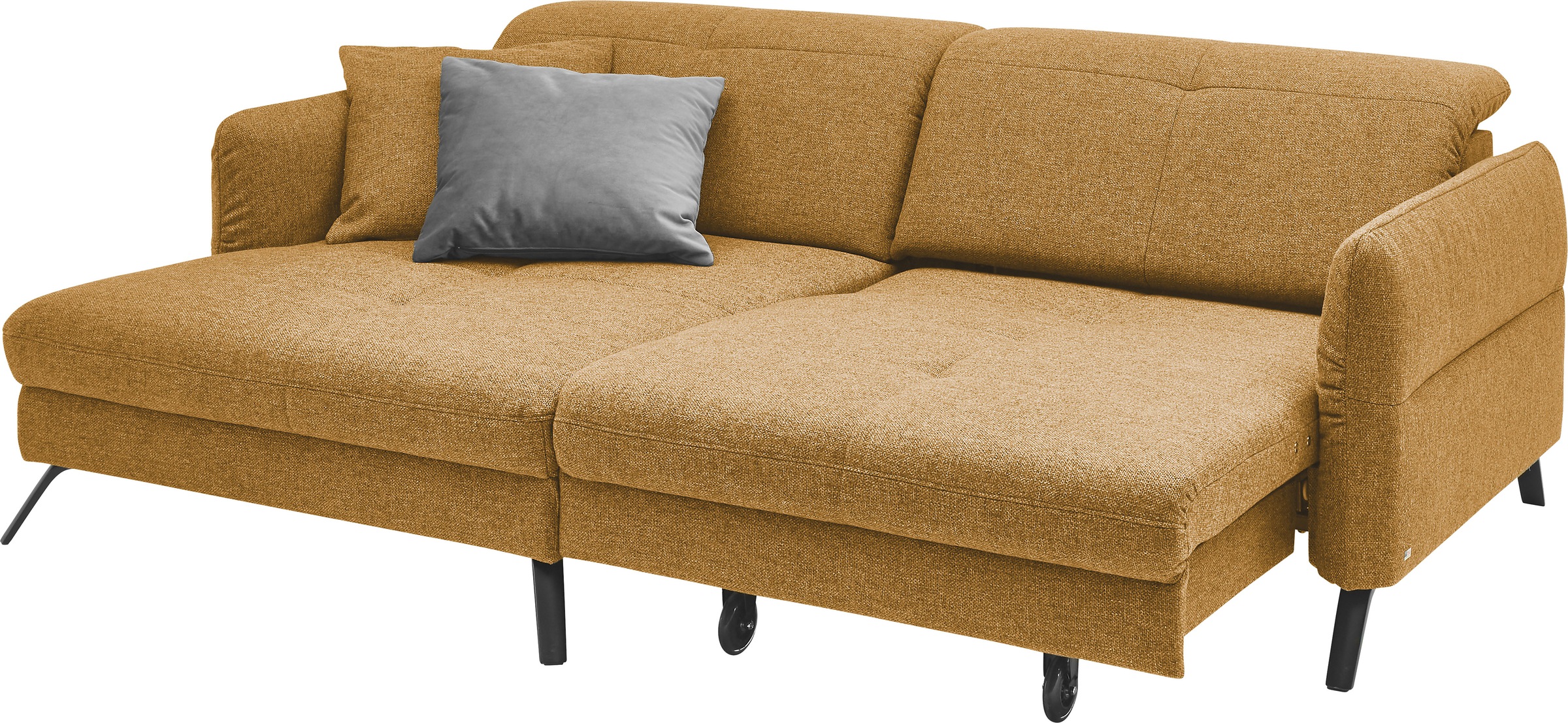 set one by Musterring Ecksofa »SO 4400 V« wahlweise mit motorischer Bettfunktion & Kopfverstellung, Fuß schwarz