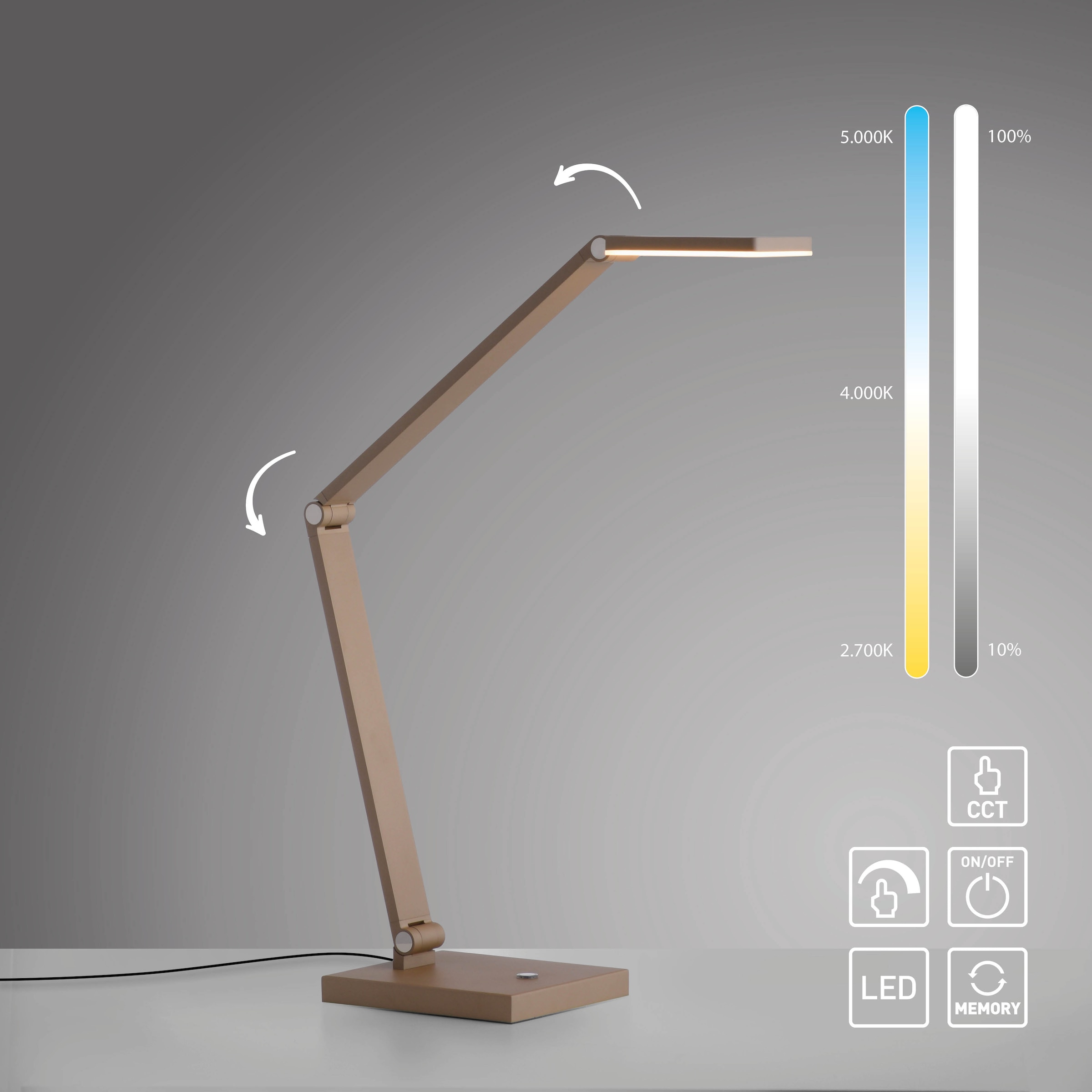 Paul Neuhaus LED Tischleuchte »SAMSKY« LED-Board 1 Stk. warmweiß - kaltweiß Touchdimmer, CCT 2700-5000K, Memoryfunktion, Höhenverstellbar