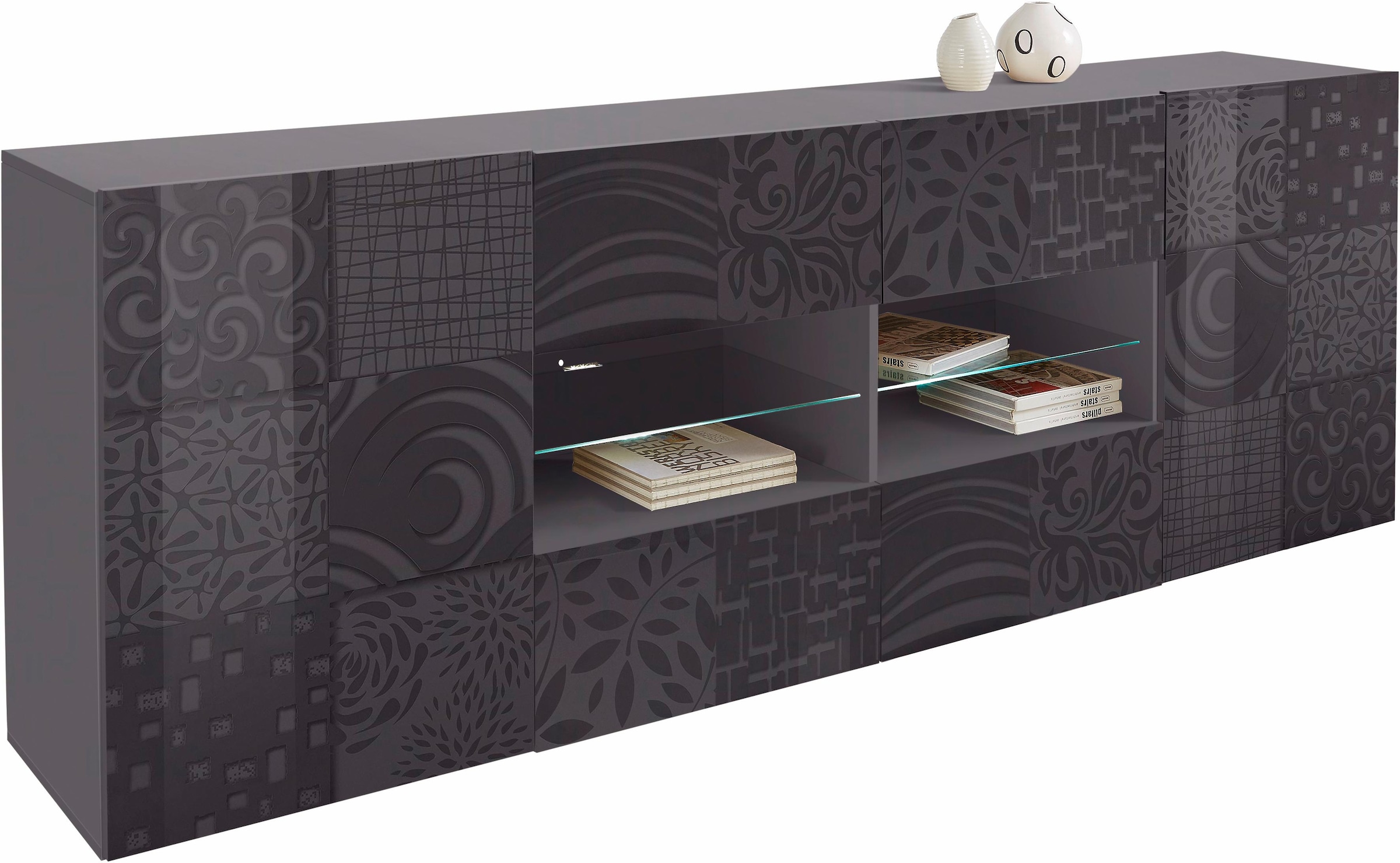 INOSIGN Sideboard »Miro«, Breite 241 cm mit dekorativem Siebdruck