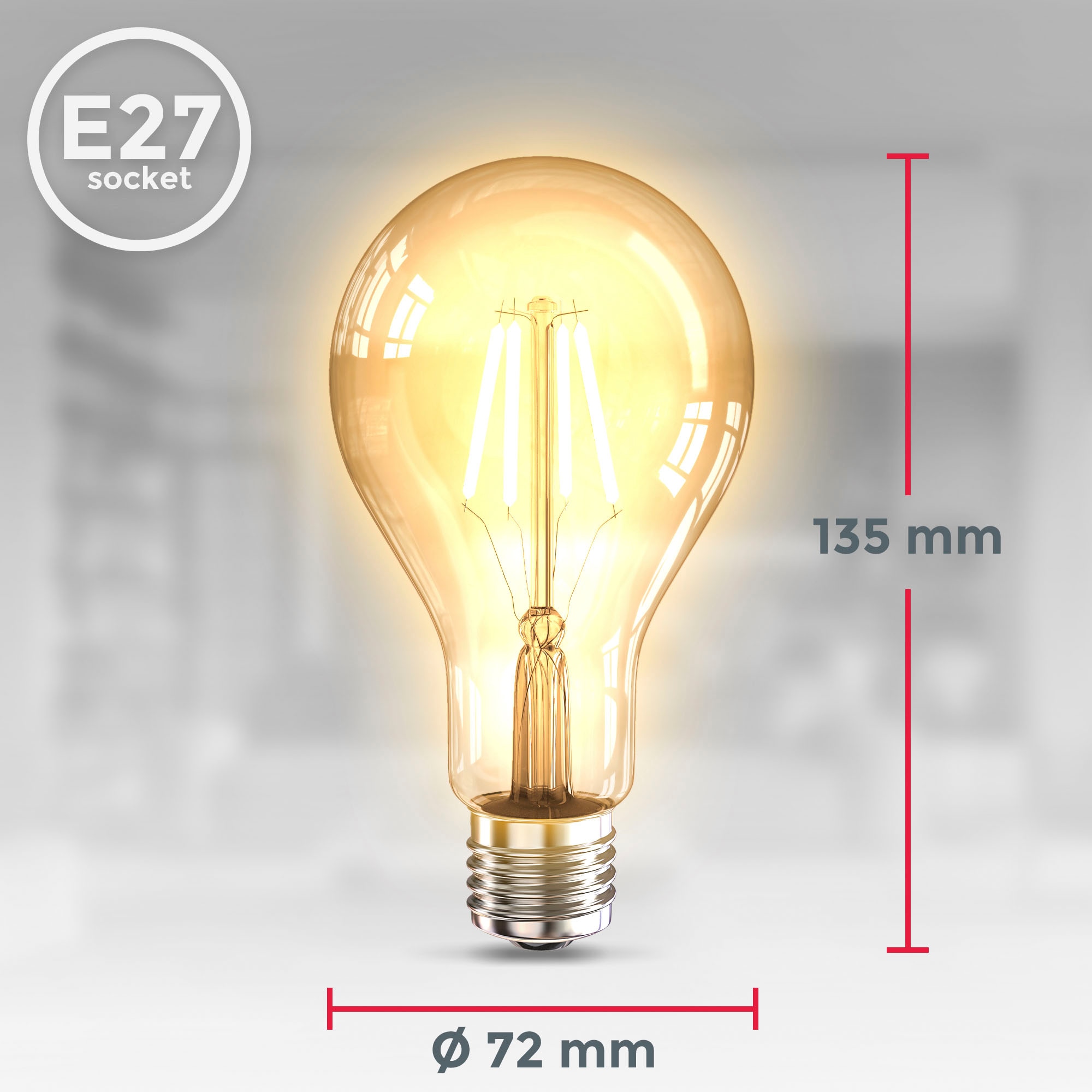 B.K.Licht LED-Leuchtmittel »BK_LM1404 im Glühbirne Filament OTTO St., E27 Set Edison LED K Leuchtmittel 2 2er Vintage Shop A75«, 2.200 Online Warmweiß, E27