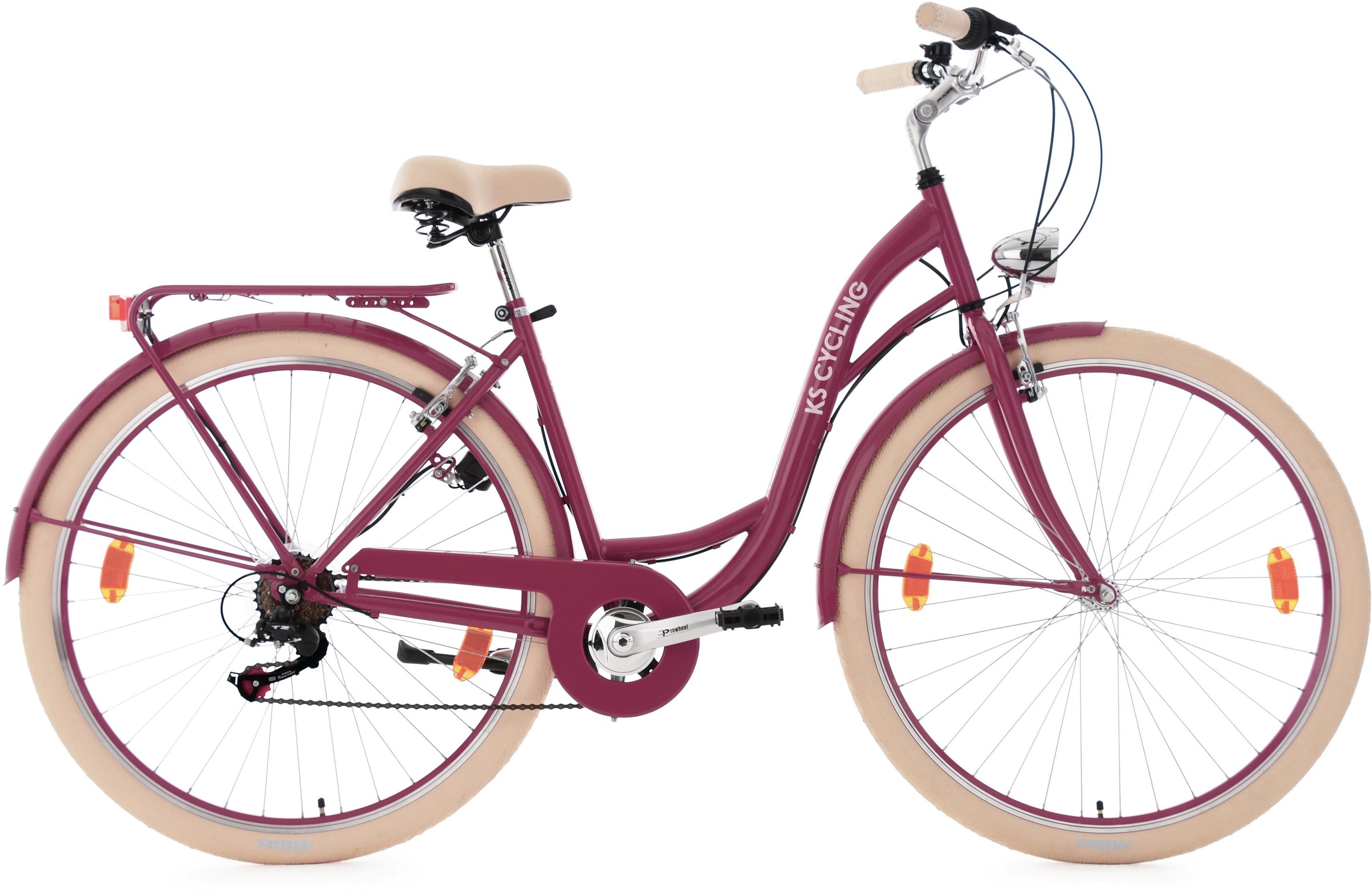 Ks Cycling Cityrad »Balloon« 6 Gang Shimano Tourney RD-TZ 50 Schaltwerk Kettenschaltung für Herren in lila, Größe 28 Zoll (71,12 cm)