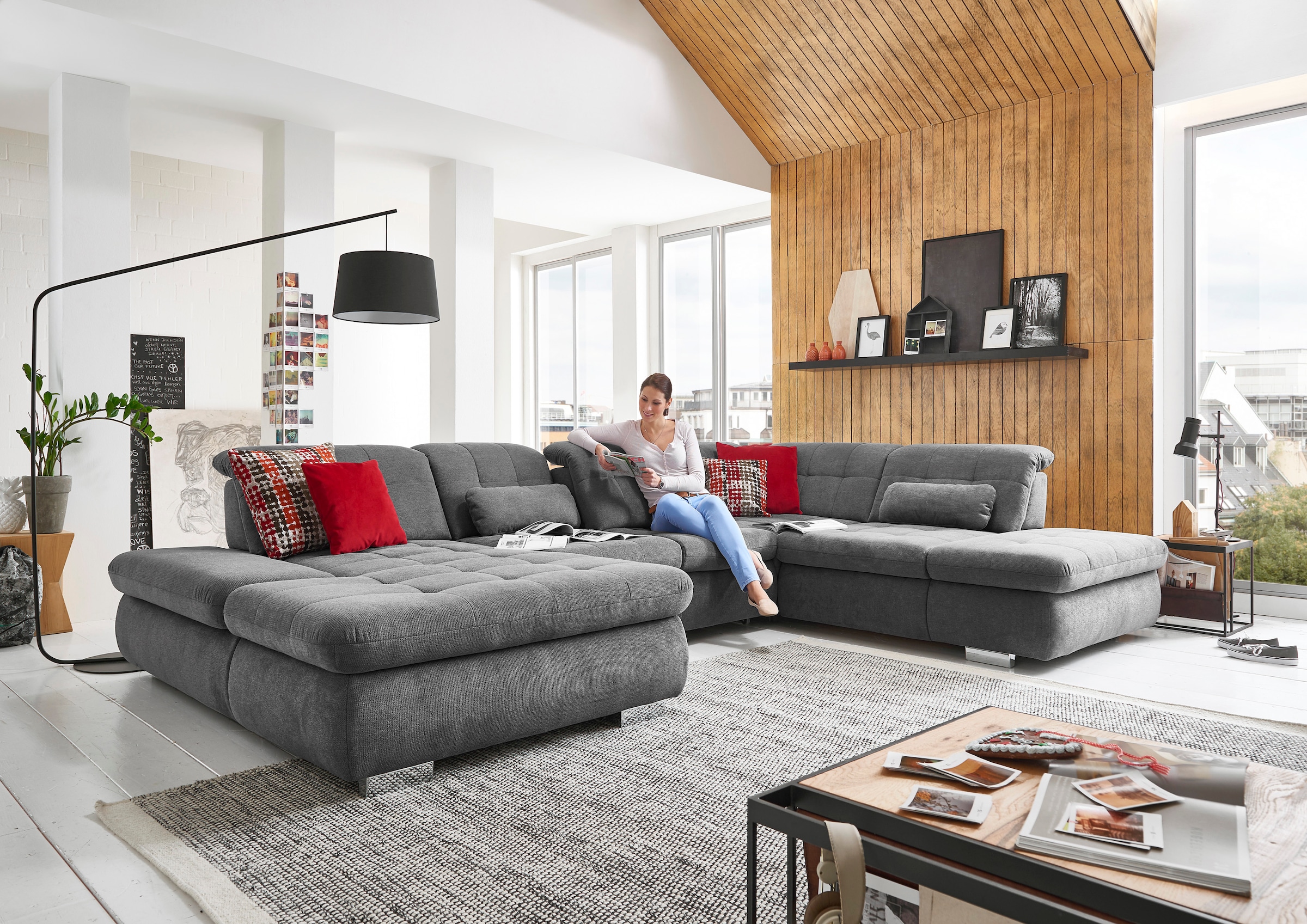Die PlanBar Ecksofa »MP-IN17004 U-Form« wahlweise mit Funktionen, Federkern-Polsterung