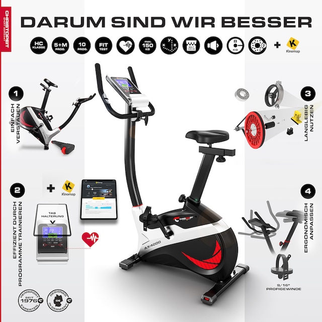 bei mit Ergometer verstellbarem Komfortsattel »AX Sport® OTTO online Christopeit 4000«,