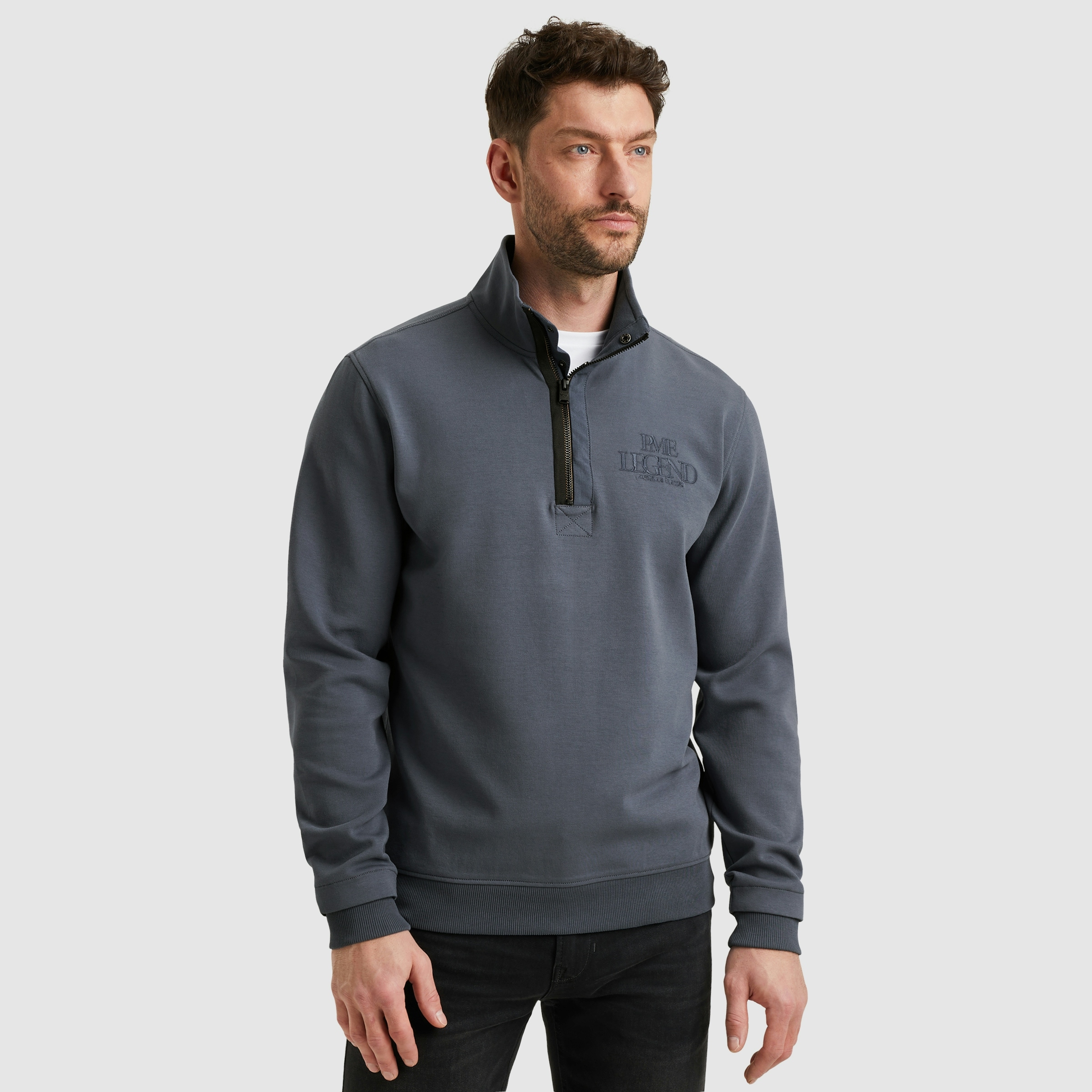 PME LEGEND Sweater , mit Logo-Stickerei und Troyer-Kragen mit Reißverschluss
