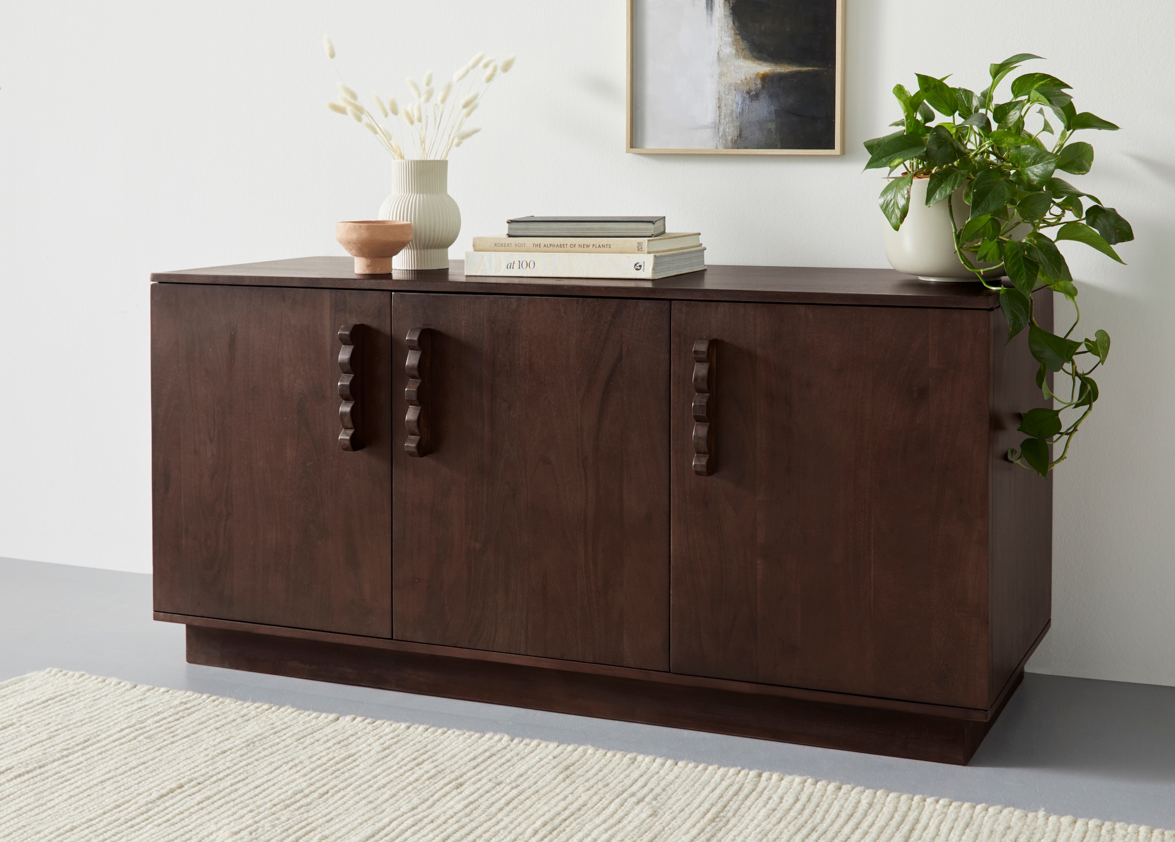 Sideboard »EMINA«, Akazie Massivholz, 146cm Kommode, mit Soft-Close und Designgriffen