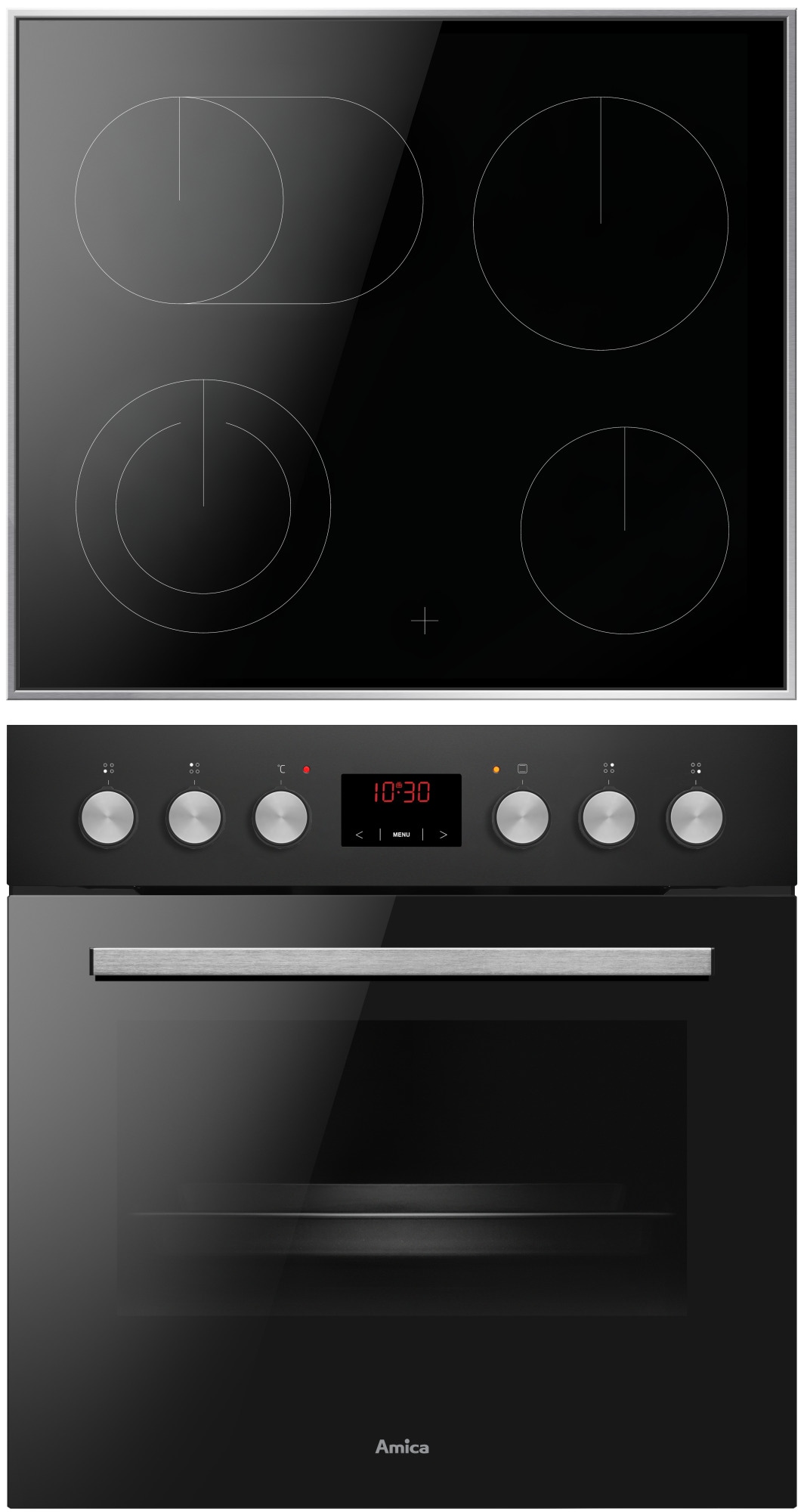 Amica Elektro-Herd-Set ACHE 9336 SM »ACHE 9336 SM« mit Teleskopauszug nachrüstbar Steam Clean Set, Multifunktionsbackofen;Glaskeramik-Kochfeld, 1 Stk. tlg. Komfortables Kochen und Backen mit klarer und einfacher Handhabung