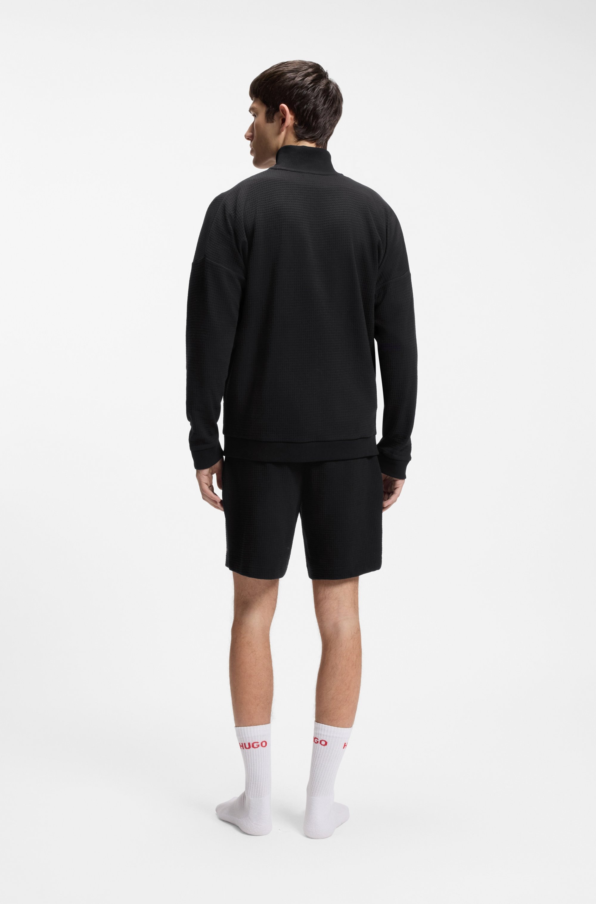 HUGO Underwear Sweatjacke mit Stehkragen, mit feiner Struktur