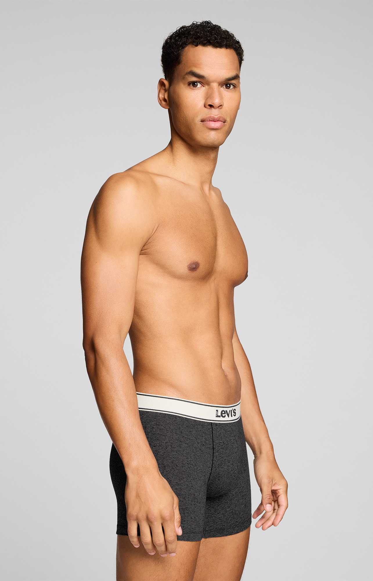 Levi's® Boxershorts »LEVIS MEN VNTG HTR BOXER BRIEF 2P« 2er Pack,  ohne Eingriff, uni, meliert, Logo-Bund, elastisch