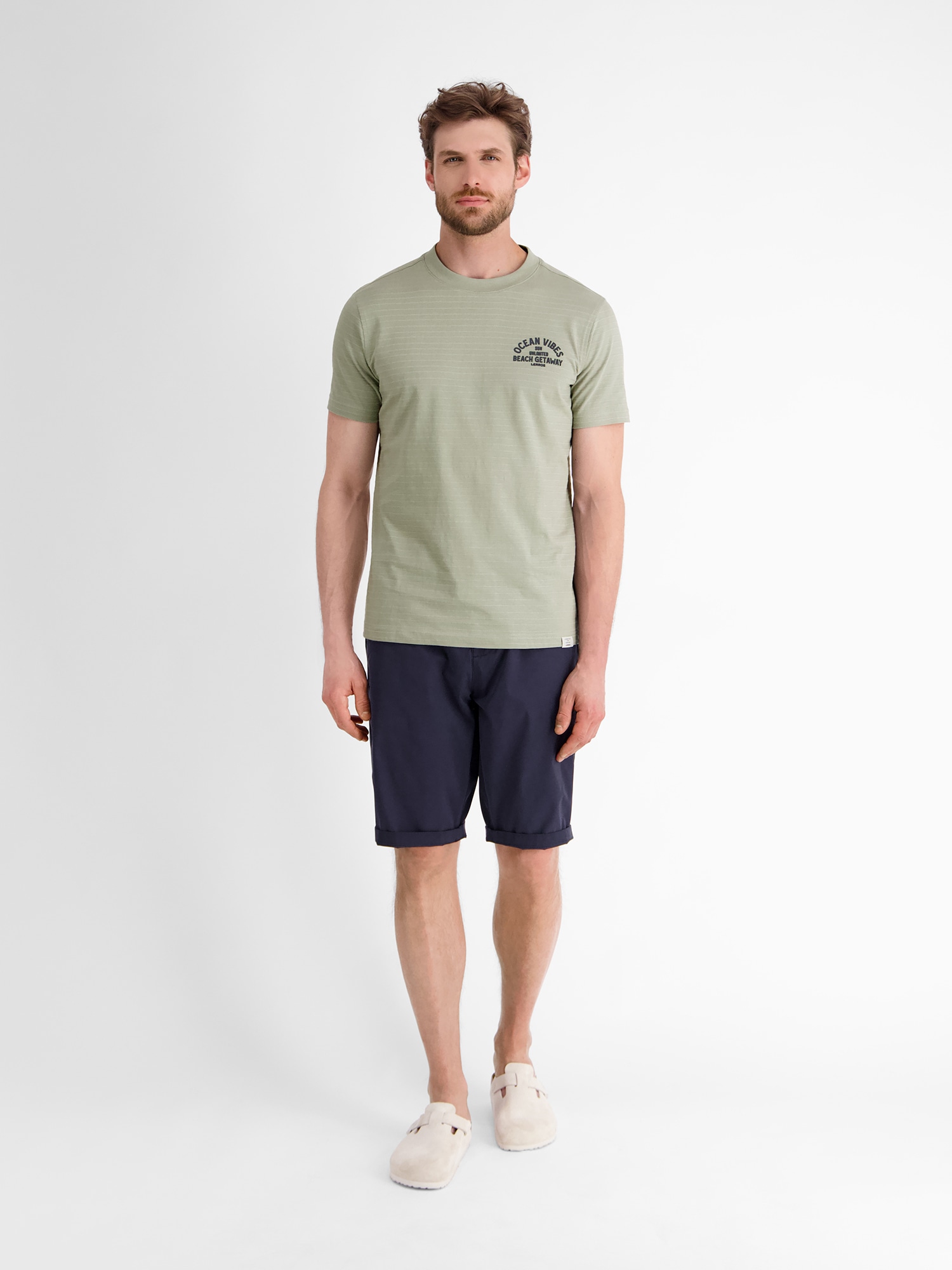 LERROS T-Shirt »LERROS Gestreiftes T-Shirt mit Front und Backprint«