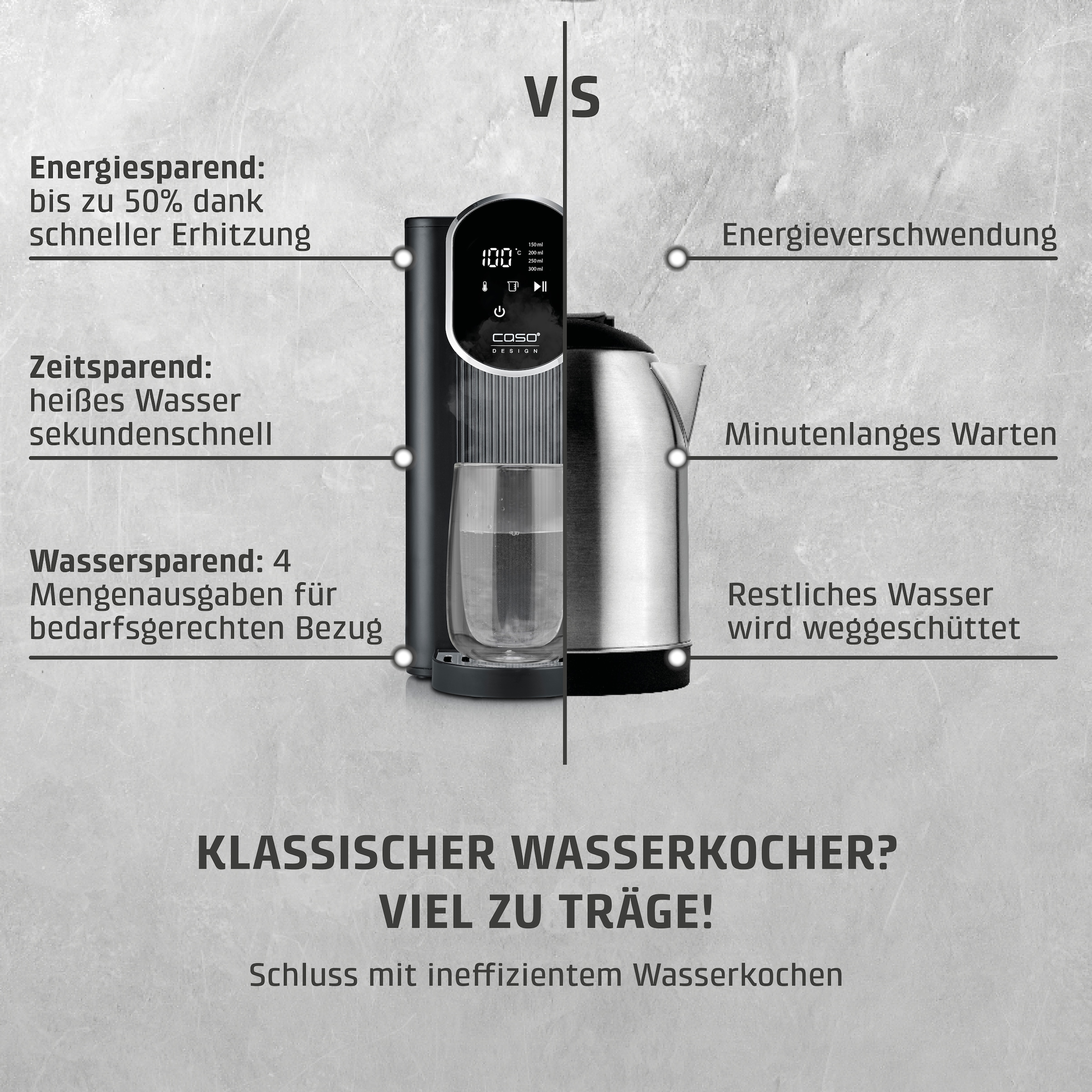 Caso Heißwasserspender »1895 HW 610« 2,5 l 2600 W inkl. Wasserfilter, mit Trockenlauf- und Überhitzungsschutz
