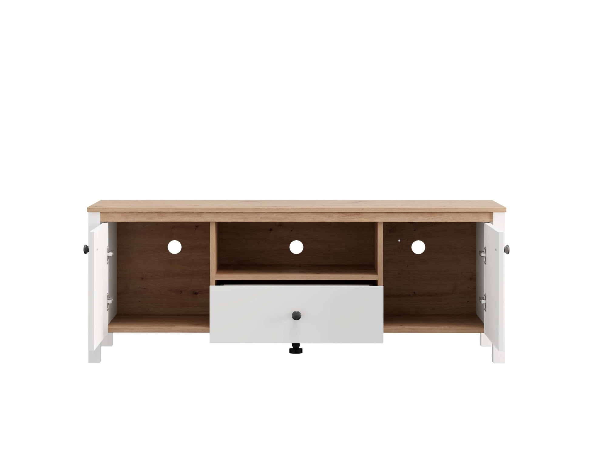 Home affaire Lowboard »BEDFORD, TV-Board, TV-Kommode, TV-Schrank, TV-Möbel im Landhausstil« MDF-Profil ummantelt, 2 Türen, 1 Schublade & 3 Fächer mit Metallgriff