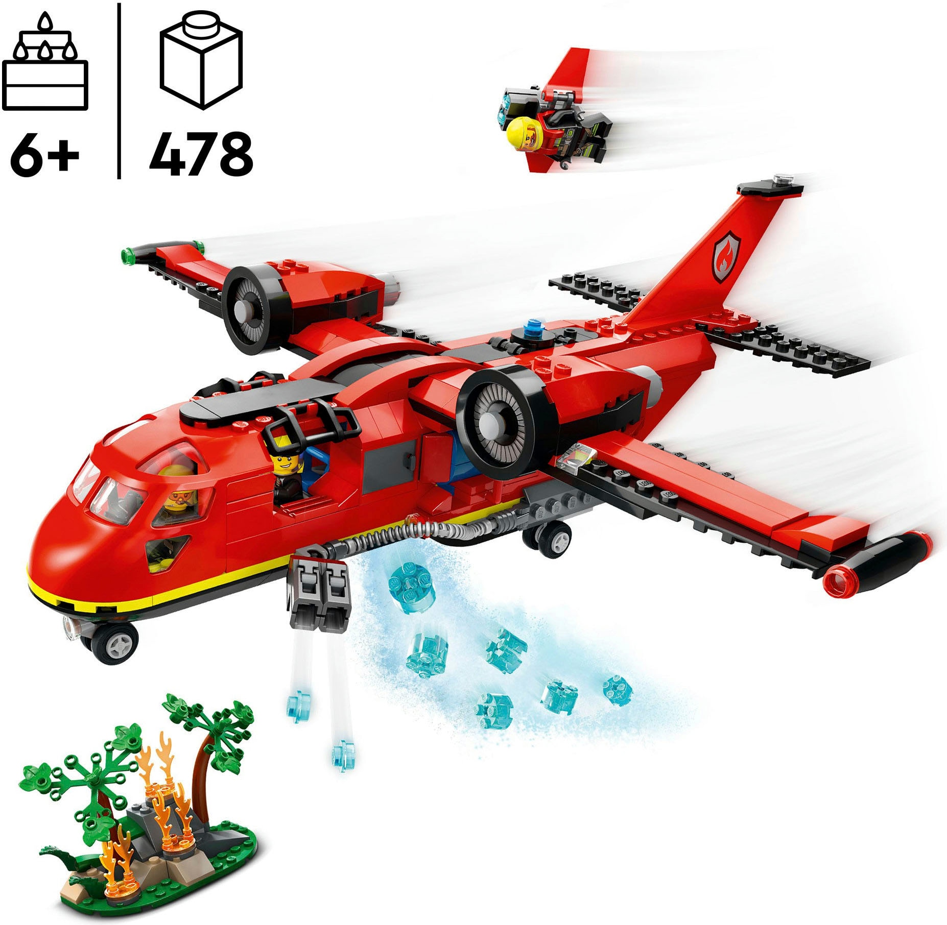 LEGO® Konstruktionsspielsteine »Löschflugzeug (60413), LEGO City«, (478 St.), Made in Europe