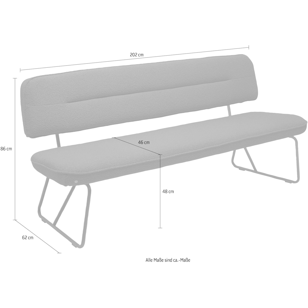 TOM TAILOR HOME Essbank »TUBE«, mit schwarzem Metallgestell, Breite 202 cm