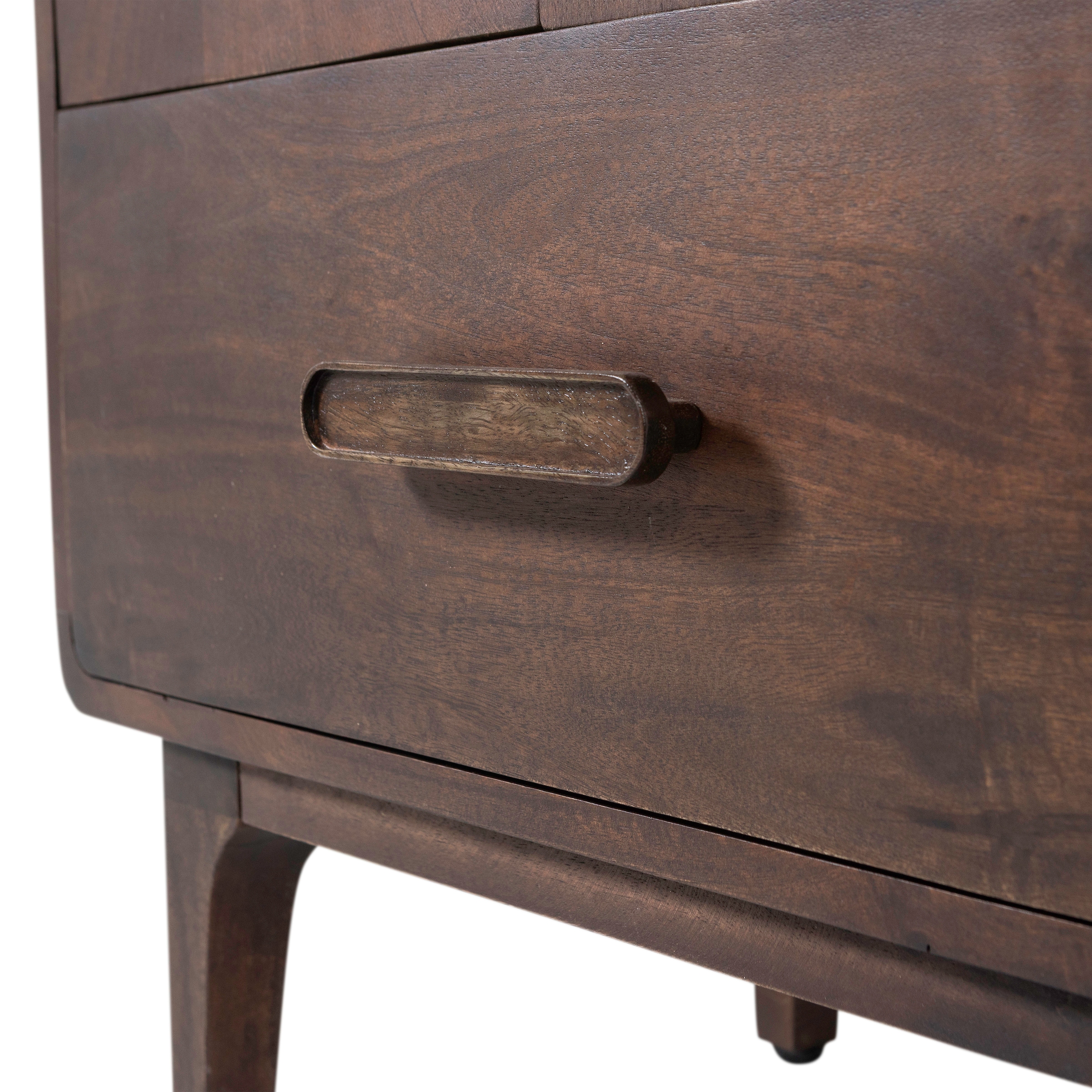 WOOOD Sideboard »Liya mit Massivmangoholz undDämpfung Funktion, B 90 x T 50 x H 90 cm« Spielerische Griffgestaltung, Tragkraft 15–25 kg pro Schublade
