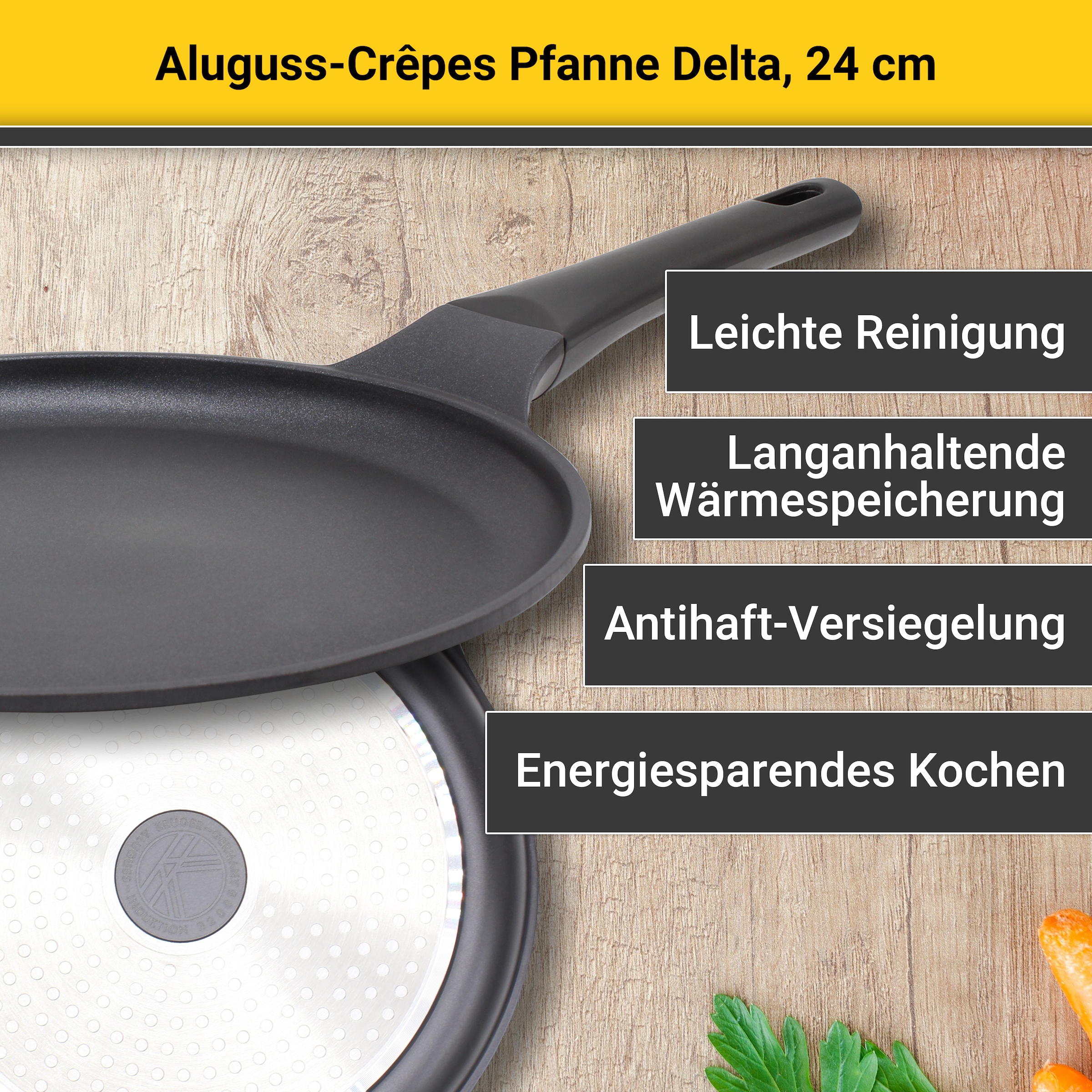 Krüger Crêpepfanne »Delta«, Aluminiumguss, für Induktions-Kochfelder geeignet