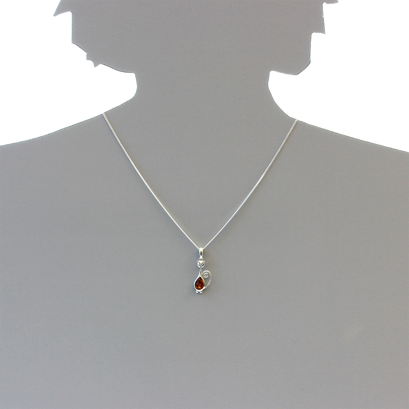 OSTSEE-SCHMUCK Kette mit Anhänger »- Katze - Silber 925/000 - Bernstein«