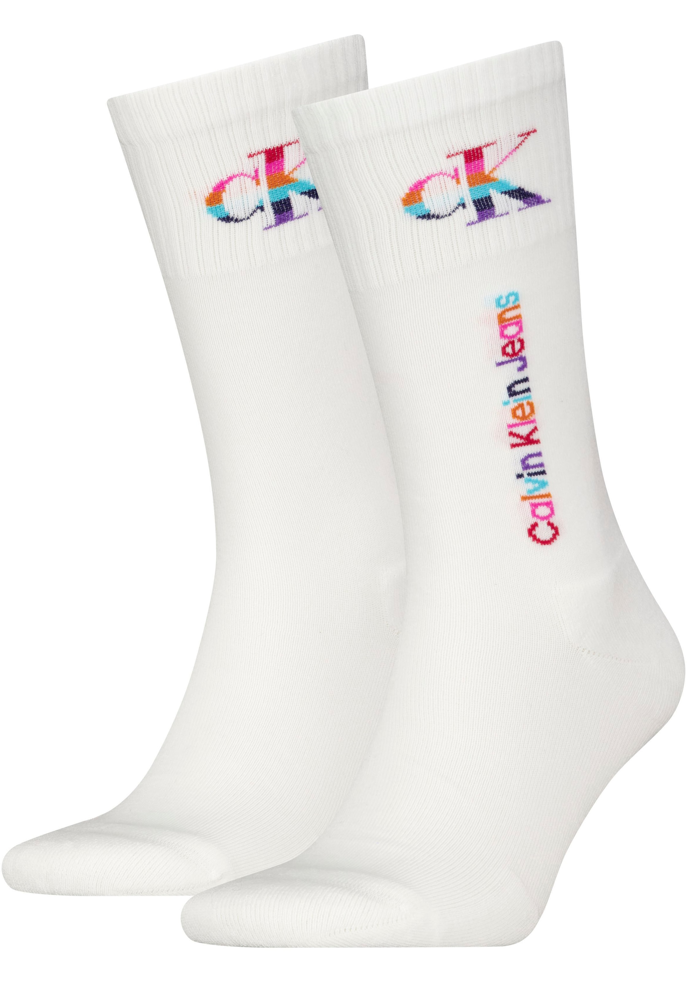 Calvin Klein Jeans Socken, (Packung, 2 Paar), mit Regenbogen-Logo