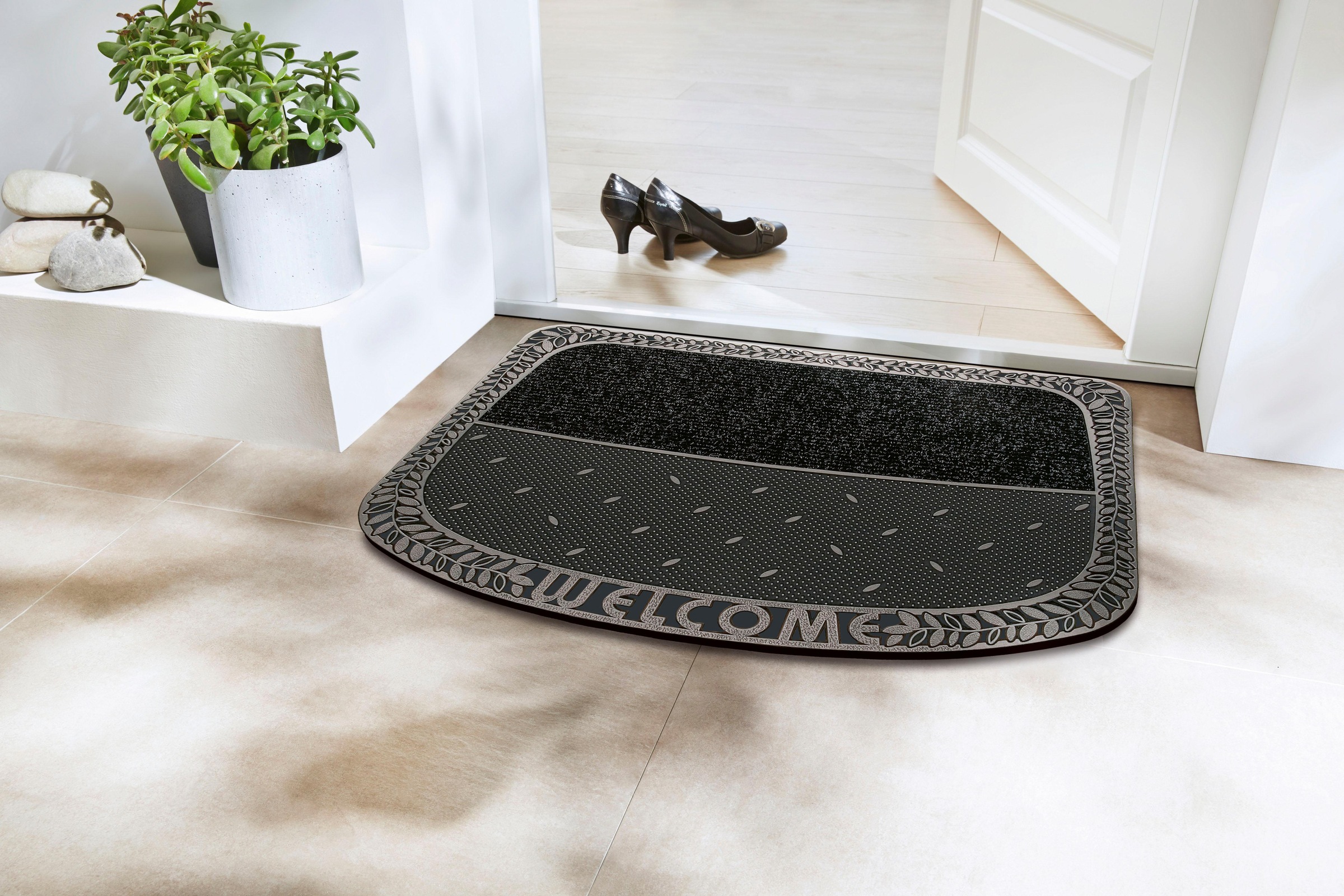Home2Fashion Fußmatte »TC Clean Tendri, Welcome«, rechteckig, 8 mm Höhe, Schmutzfangmatte, mit Spruch, robust, In- und Outdoor geeignet