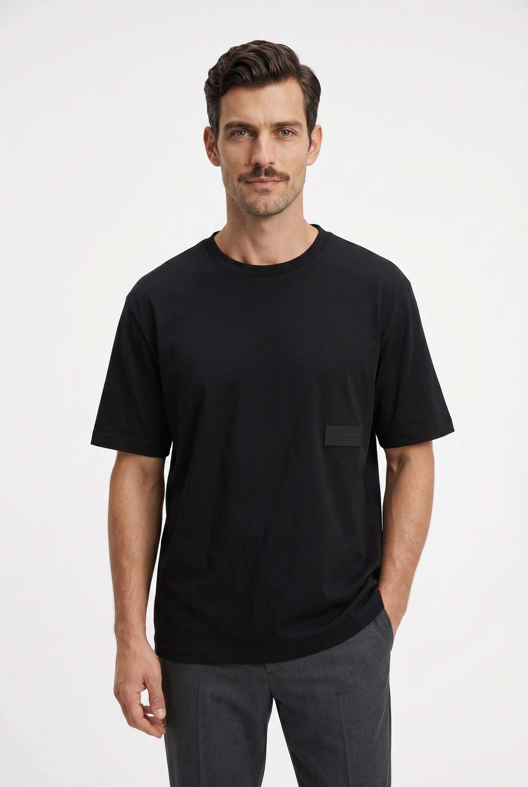 BOSS GREEN T-Shirt »TS Structure« 100% Cotton, Regular Fit, Rundhalsausschnitt